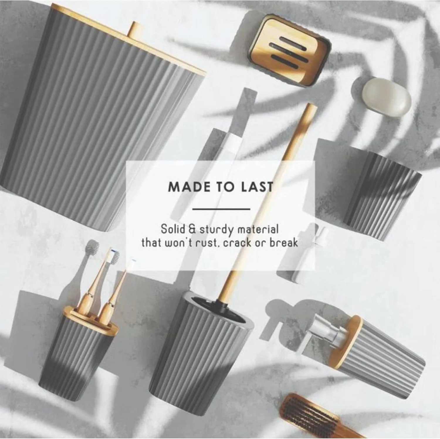 ست لوازم جانبی حمام 6 تکه ممتاز: برس توالت، جا مایع صابون، جا مسواکی، لیوان، جا صابونی، سطل زباله - مجموعه کامل حمام برای دکور مدرن (مربع خاکستری) ست لوازم جانبی حمام 6 تکه ممتاز: برس توالت، جا مایع صابون، جا مسواکی، لیوان، جا صابونی، سطل زباله - مجموعه کامل حمام برای دکور مدرن (مربع خاکستری)