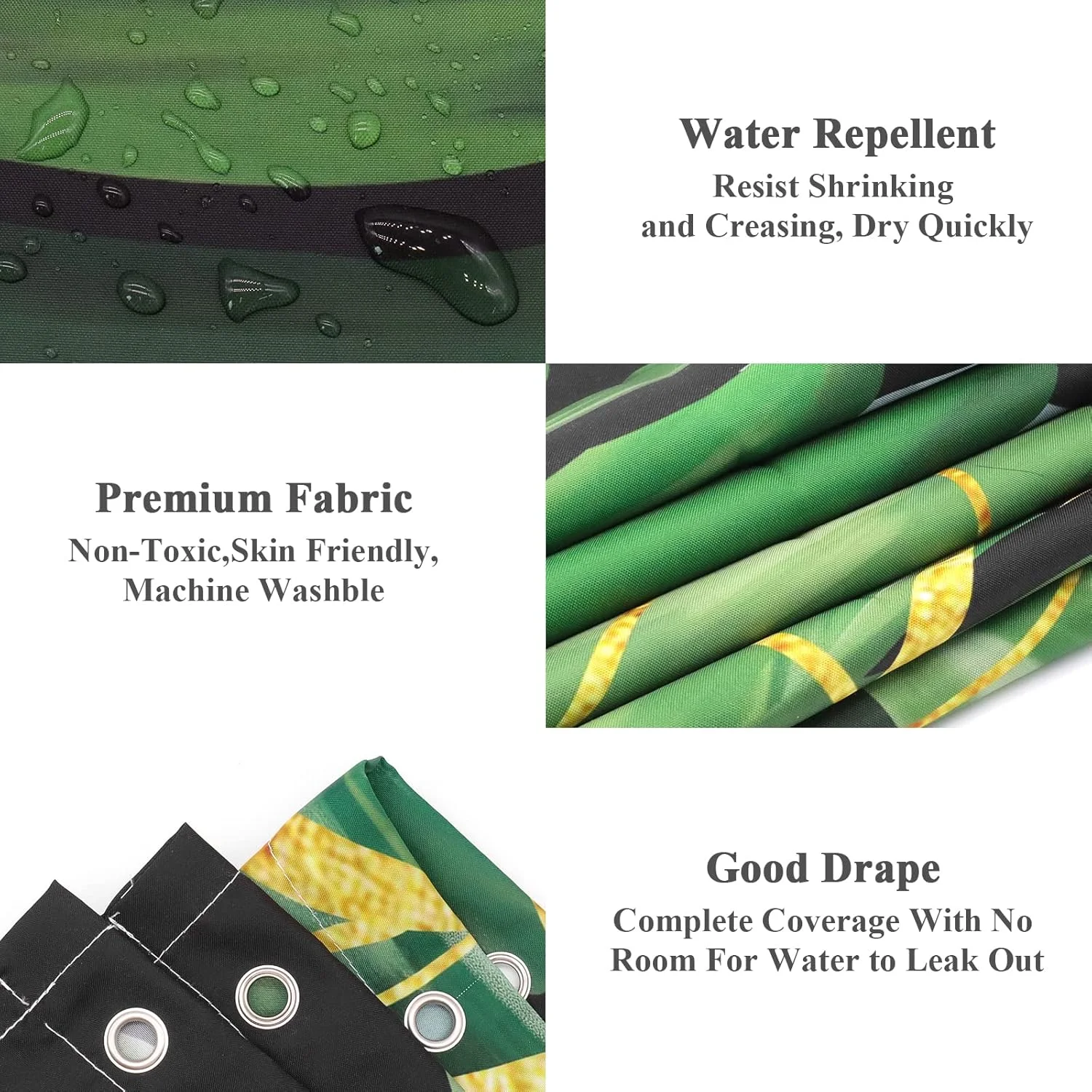 پرده حمام طرح برگ لاک پشتی سبز ZYLLGLOW به همراه ست فرش، پرده حمام طرح گیاهان بوهمی، ست لوازم دکوری حمام انتزاعی به همراه پرده و فرش، ست پرده طرح برگ