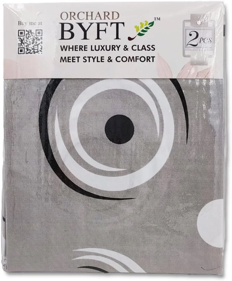 ملحفه تک نفره طرح دایره ای انتزاعی خاکستری BYFT Orchard Comfort به همراه یک روبالشی، ابعاد ۱۵۰x۲۳۰ سانتی متر، جنس میکروفایبر