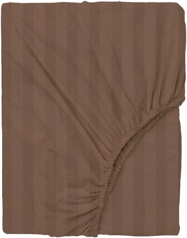 ملحفه کش دار یک نفره و روبالشتی طرح لاله (قهوه ای تیره) با راه راه ساتن 1 سانتی متری (ست 2 تکه) 100% پنبه، ملحفه نرم و با کیفیت هتل - 300 تراکم