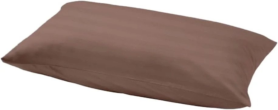 ملحفه کش دار یک نفره و روبالشتی طرح لاله (قهوه ای تیره) با راه راه ساتن 1 سانتی متری (ست 2 تکه) 100% پنبه، ملحفه نرم و با کیفیت هتل - 300 تراکم