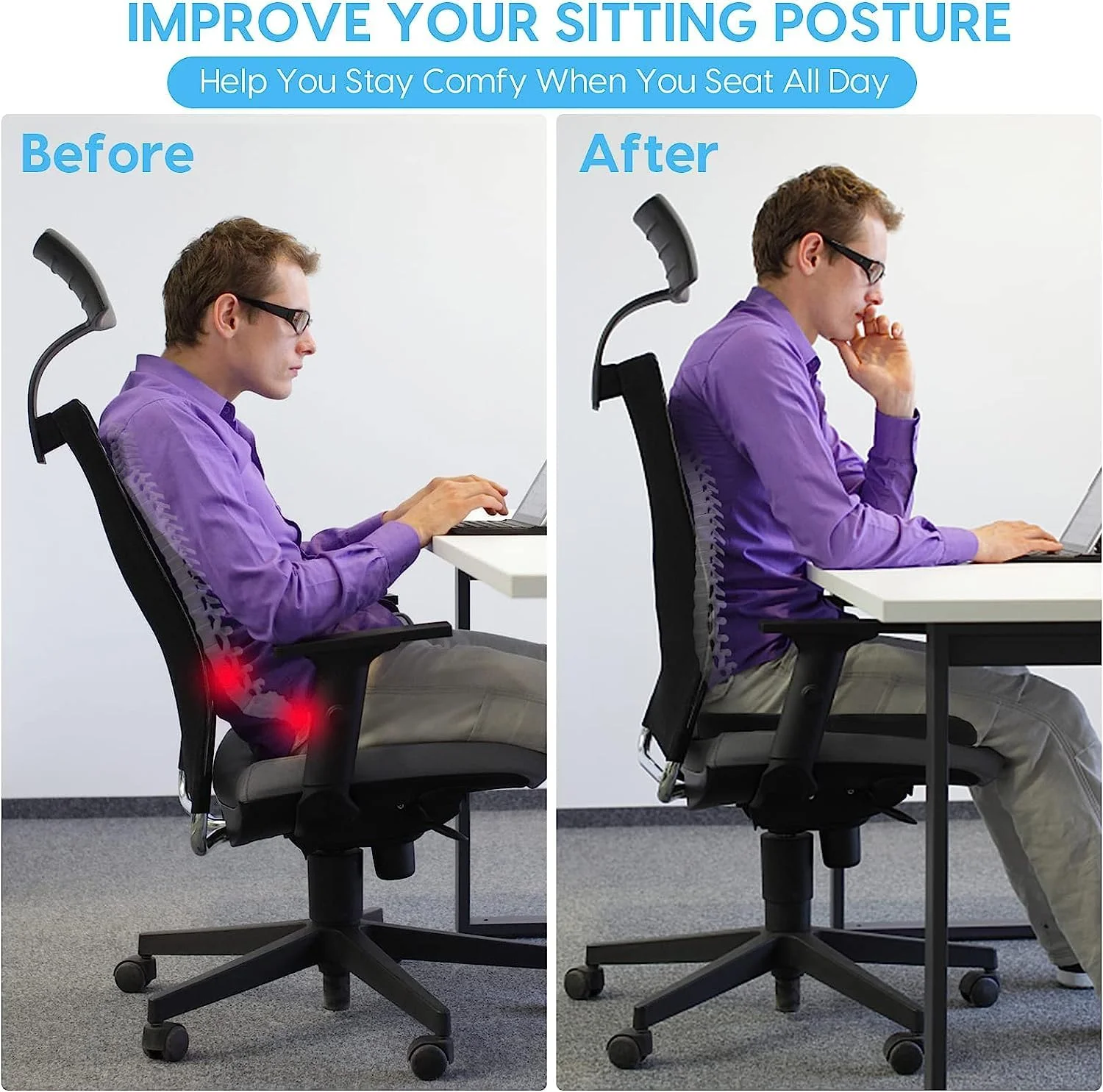 بالشتک صندلی فوم حافظهدار NALACAL، بالشتک دنبالچه ضد لغزش و قابل تنظیم، شکل ارگونومیک، بالشتک تسکین درد برای صندلی اداری، ویلچر، صندلی ماشین، صندلی بازی و کامپیوتر بالشتک صندلی فوم حافظهدار NALACAL، بالشتک دنبالچه ضد لغزش و قابل تنظیم، شکل ارگونومیک، بالشتک تسکین درد برای صندلی اداری، ویلچر، صندلی ماشین، صندلی بازی و کامپیوتر