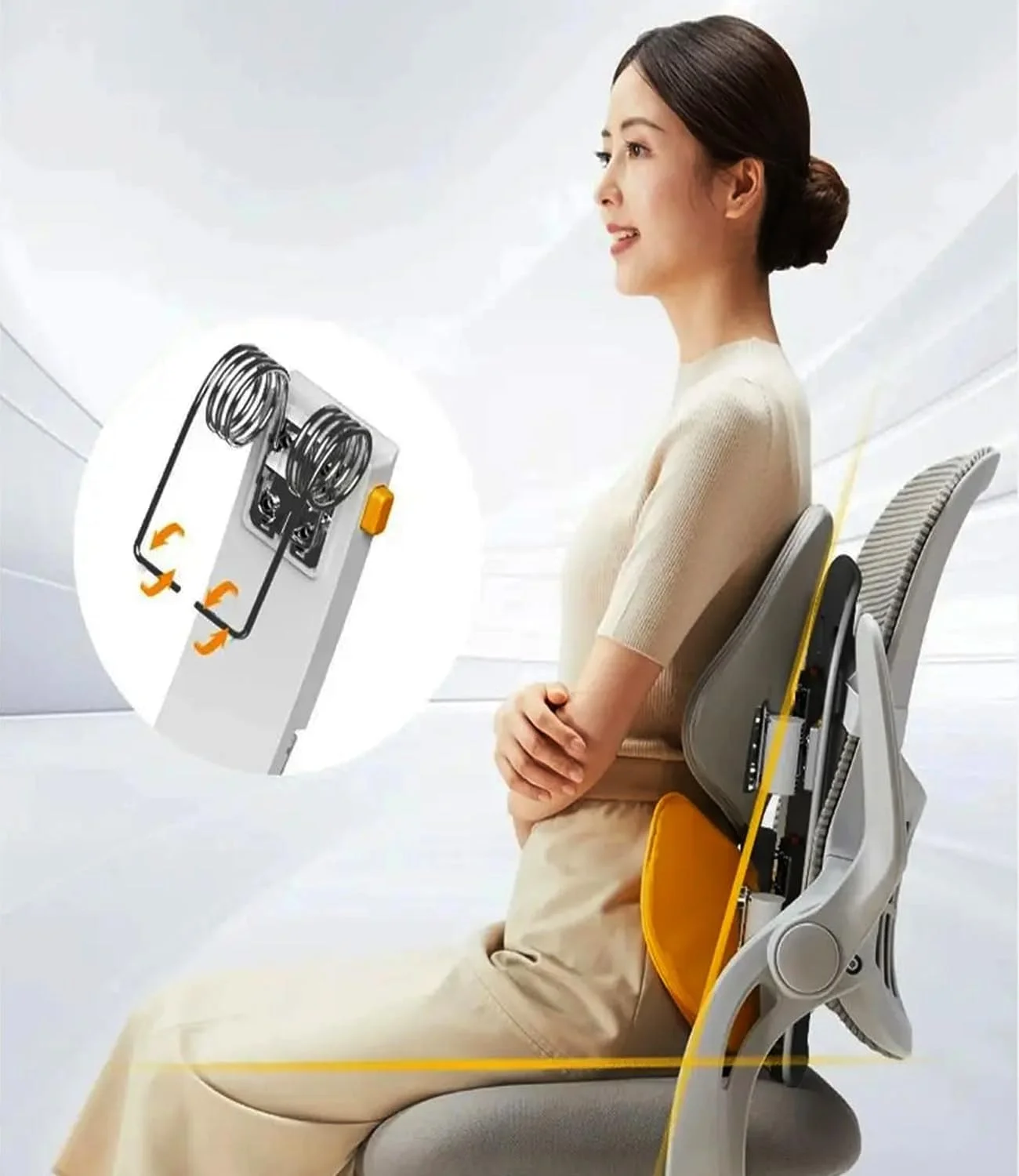 بالشتک طبی پشتی آداک، توری تنفسی، سفید، زرد، فوم حافظه دار، 38x36x12 سانتی متر، ارتفاع قابل تنظیم، پشتی قابل حمل برای صندلی ماشین، اداری، منزل بالشتک طبی پشتی آداک، توری تنفسی، سفید، زرد، فوم حافظه دار، 38x36x12 سانتی متر، ارتفاع قابل تنظیم، پشتی قابل حمل برای صندلی ماشین، اداری، منزل