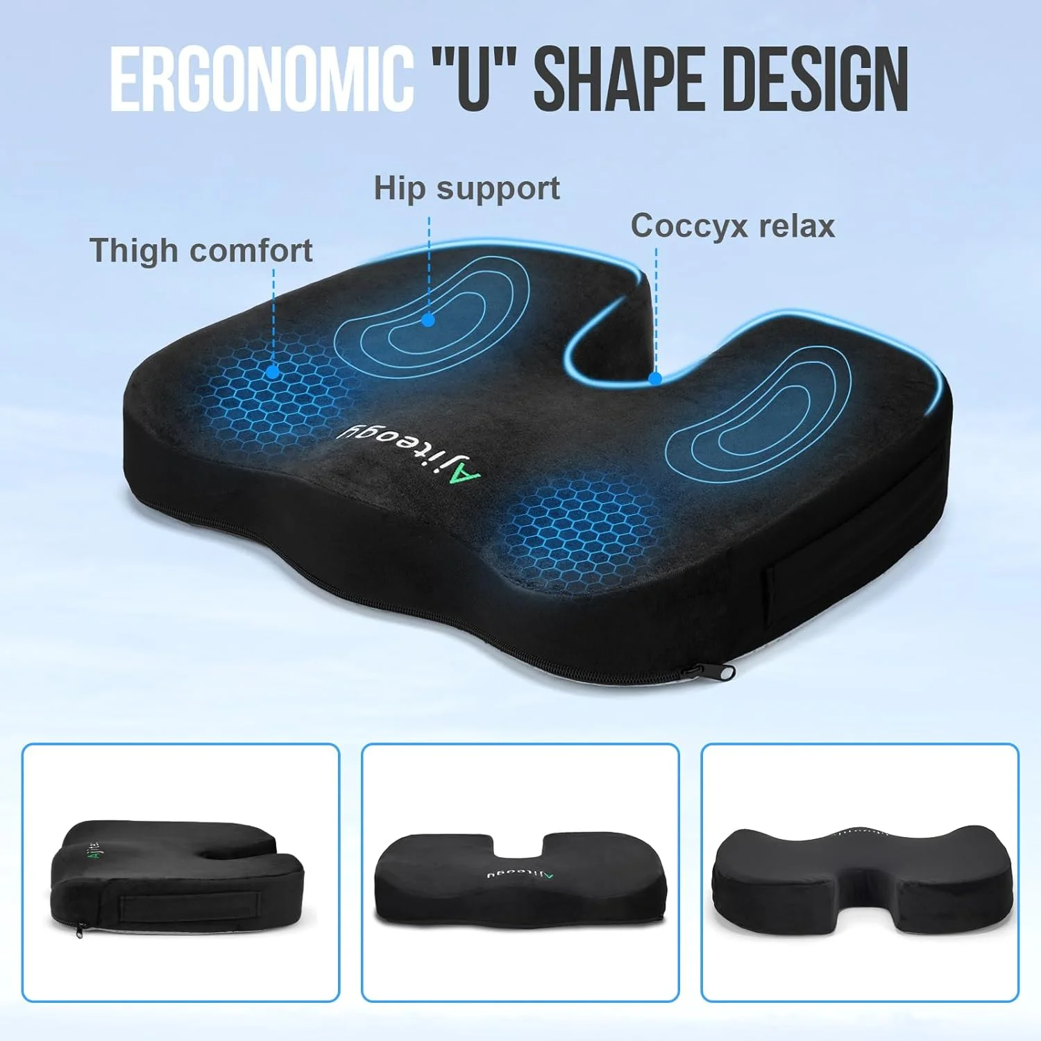 بالشتک صندلی مموری فوم - بالشتک ارگونومیک برای صندلی اداری، ماشین و صندلی گیمینگ بالشتک صندلی مموری فوم - بالشتک ارگونومیک برای صندلی اداری، ماشین و صندلی گیمینگ