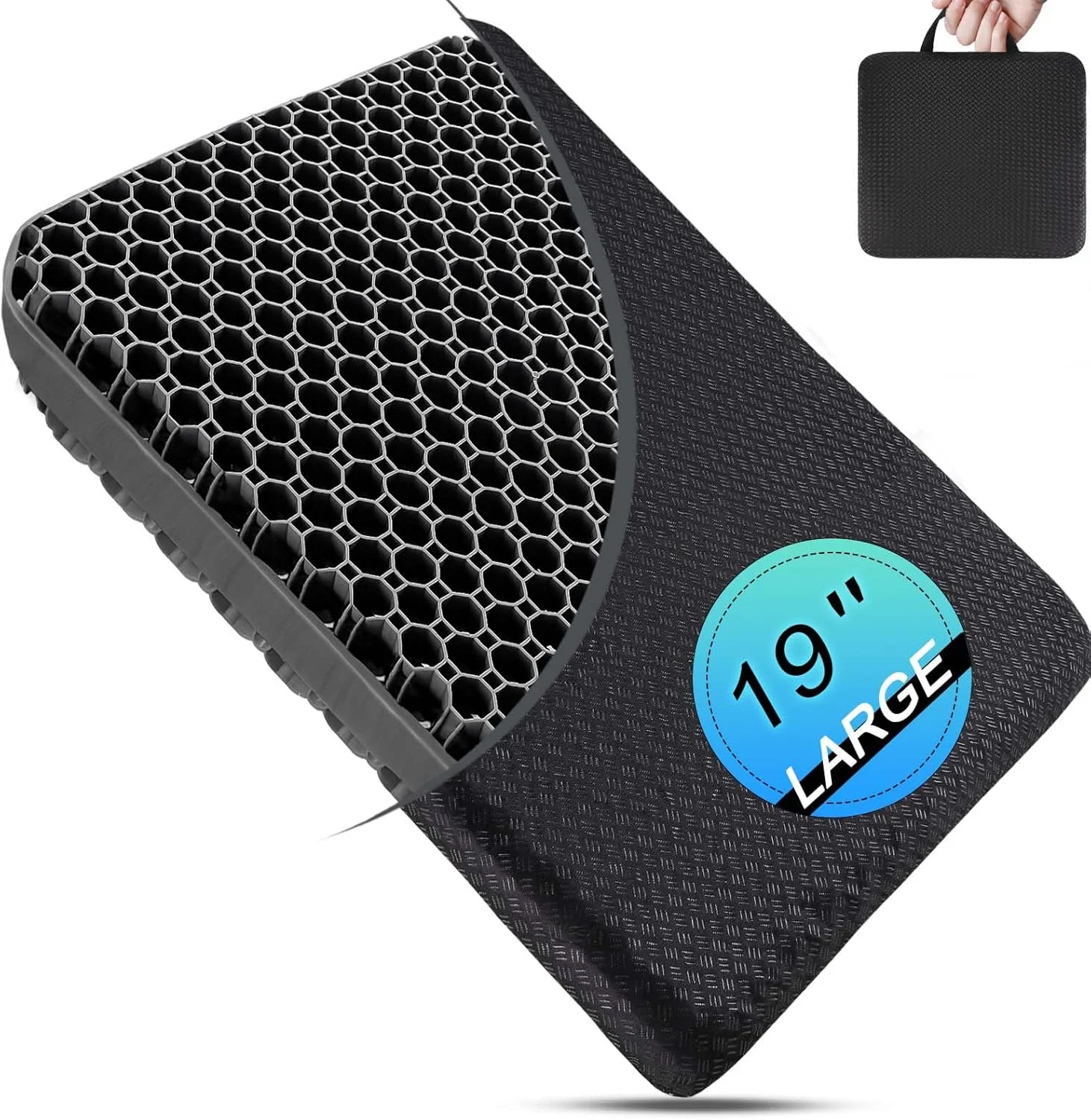 بالشتک صندلی، بالشتک ژله ای برای نشستن طولانی مدت - پد تسکین درد کمر، سیاتیک، دنبالچه، پد صندلی 48 سانتی متری برای ماشین، صندلی اداری، ویلچر، پشتیبانی نرم برای سفرهای طولانی