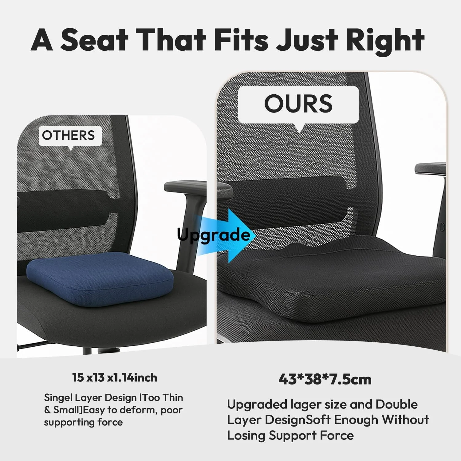 بالشتک صندلی ژله ای ALLINCOZY - بالشتک صندلی اداری لانه زنبوری قابل تنفس، ارگونومیک و خنک برای نشستن طولانی مدت، خانه، ماشین، ویلچر - متوسط