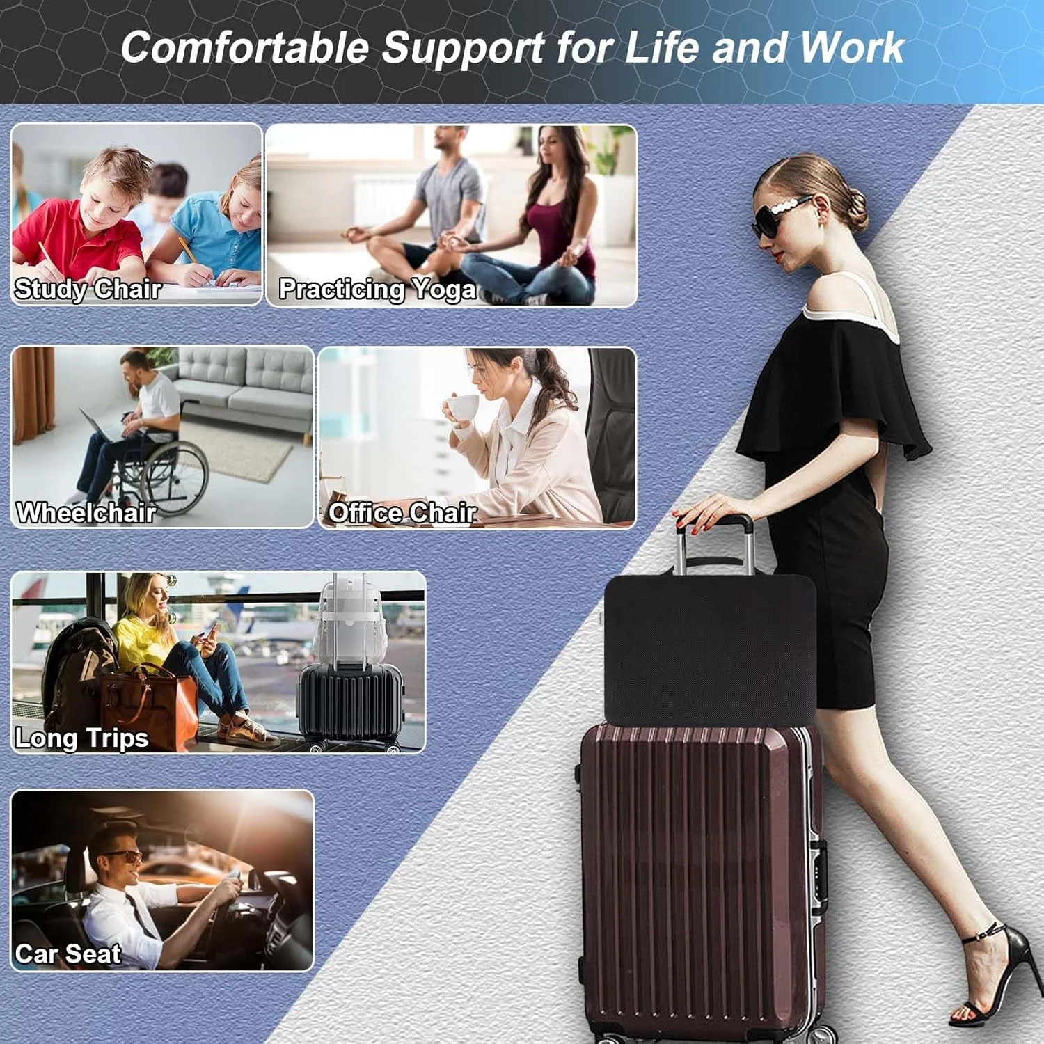 بالشتک صندلی، بالشتک ژله ای برای نشستن طولانی مدت - پد تسکین درد کمر، سیاتیک، دنبالچه، پد صندلی 48 سانتی متری برای ماشین، صندلی اداری، ویلچر، پشتیبانی نرم برای سفرهای طولانی بالشتک صندلی، بالشتک ژله ای برای نشستن طولانی مدت - پد تسکین درد کمر، سیاتیک، دنبالچه، پد صندلی 48 سانتی متری برای ماشین، صندلی اداری، ویلچر، پشتیبانی نرم برای سفرهای طولانی