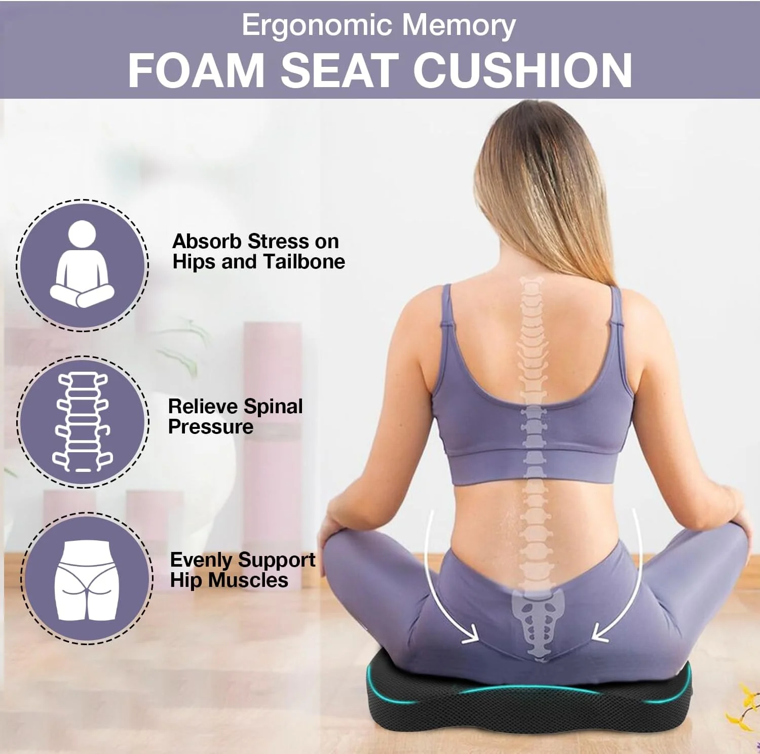 بالشتک صندلی ارگونومیک برای صندلی اداری، خودرو و منزل - فوم حافظهدار با پشتیبانی ارتوپدی، پایه ضد لغزش و روکش قابل شستشو - کاهش فشار کمر، باسن و دنبالچه - پد راحتی قابل حمل بالشتک صندلی ارگونومیک برای صندلی اداری، خودرو و منزل - فوم حافظهدار با پشتیبانی ارتوپدی، پایه ضد لغزش و روکش قابل شستشو - کاهش فشار کمر، باسن و دنبالچه - پد راحتی قابل حمل