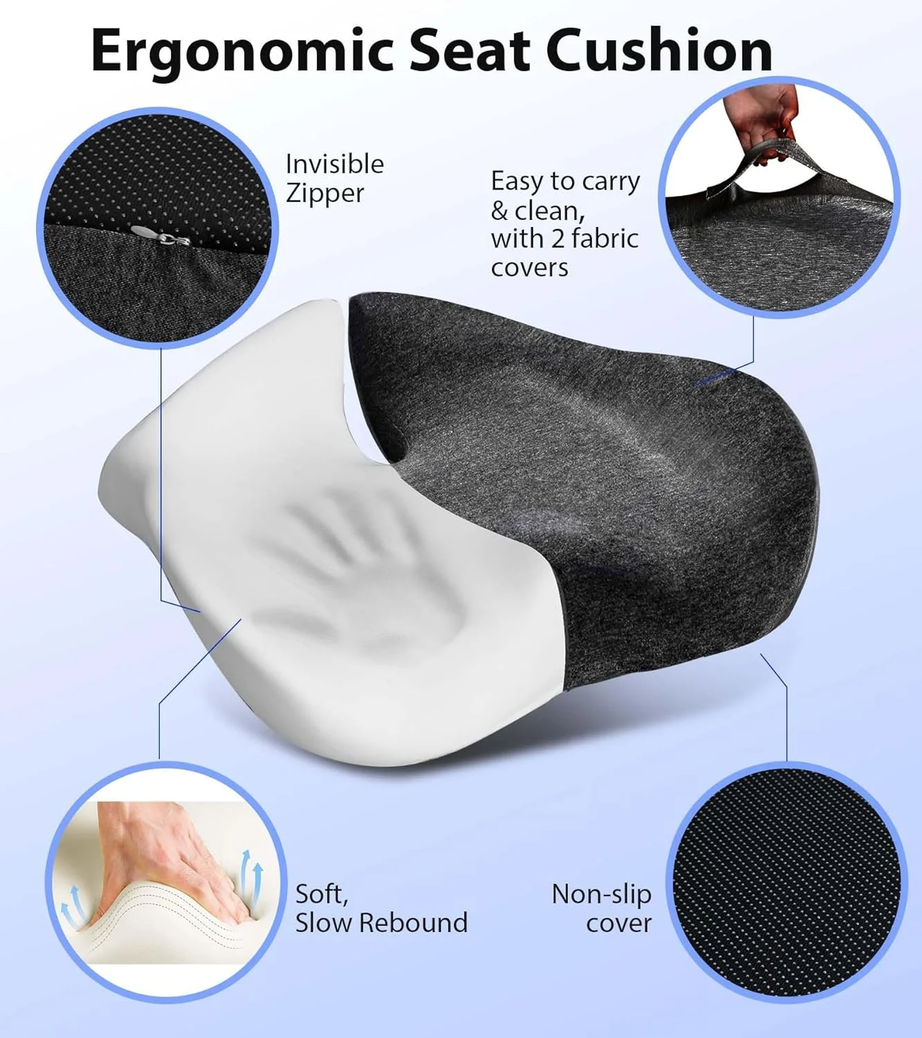 بالشتک صندلی Airllantry، بالشتک مموری فوم برای تسکین فشار دنبالچه، پد بزرگ اضافی برای صندلی اداری، صندلی ماشین و صندلی گیمینگ برای تسکین درد، روکش اضافی بالشتک صندلی Airllantry، بالشتک مموری فوم برای تسکین فشار دنبالچه، پد بزرگ اضافی برای صندلی اداری، صندلی ماشین و صندلی گیمینگ برای تسکین درد، روکش اضافی