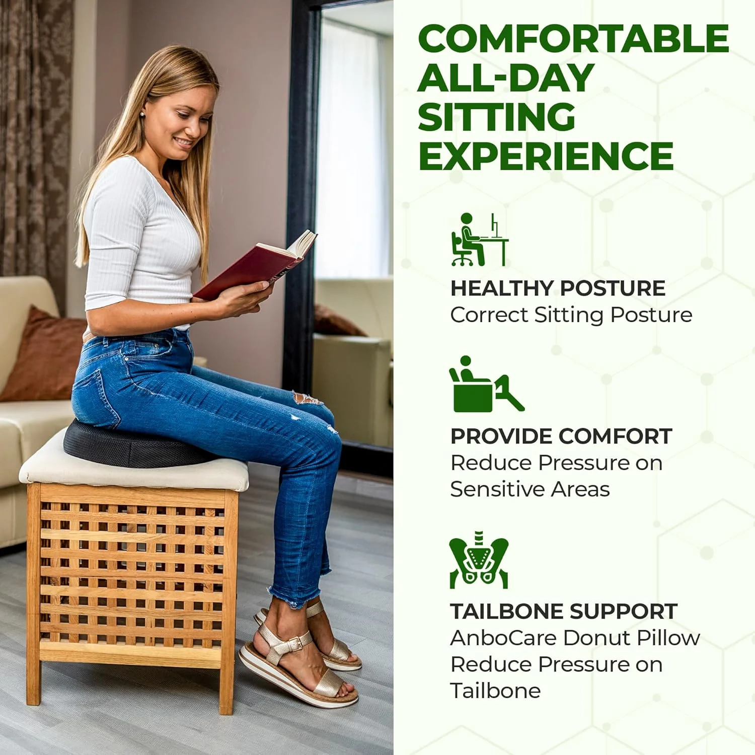 بالشتک نشیمن طبی دوناتی - فوم حافظه دار ارتوپدی برای درد دنبالچه، بواسیر، زخم بستر، بعد از زایمان، پروستات، استخوان دنبالچه و درد سیاتیک بالشتک نشیمن طبی دوناتی - فوم حافظه دار ارتوپدی برای درد دنبالچه، بواسیر، زخم بستر، بعد از زایمان، پروستات، استخوان دنبالچه و درد سیاتیک