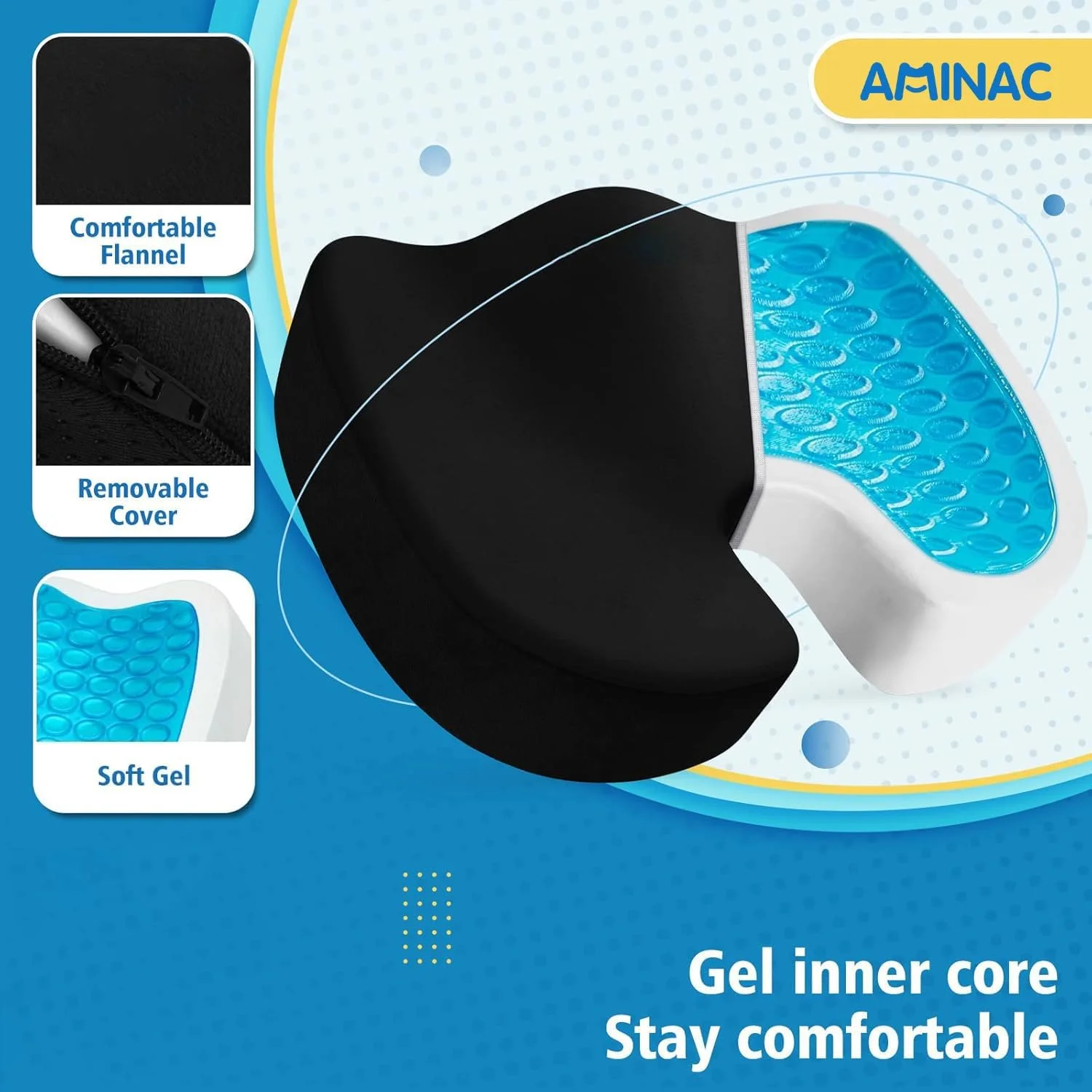 بالشتک صندلی اداری آمیناک، بالشتک فوم حافظه دار تقویت شده با ژل خنک کننده برای نشستن طولانی مدت - برای تسکین درد کمر، حمایت از دنبالچه، سیاتیک، وضعیت بدنی سالم، صندلی اداری، صندلی ماشین و موارد دیگر بالشتک صندلی اداری آمیناک، بالشتک فوم حافظه دار تقویت شده با ژل خنک کننده برای نشستن طولانی مدت - برای تسکین درد کمر، حمایت از دنبالچه، سیاتیک، وضعیت بدنی سالم، صندلی اداری، صندلی ماشین و موارد دیگر