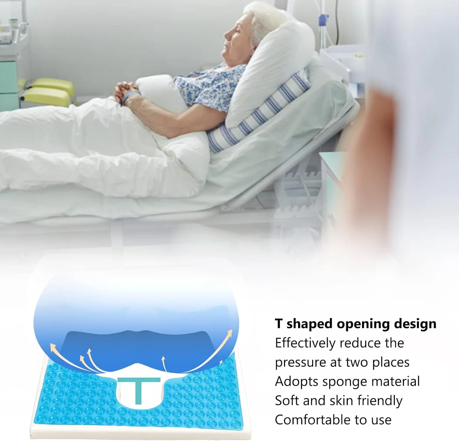 بالشتک ضد زخم بستر، فوم حافظه دار و بالشتک ژله ای صندلی با دهانه T شکل، طراحی شیب مثلثی برای تسکین درد دنبالچه و سیاتیک، ضد لغزش، برای استفاده در ویلچر، دفتر و منزل بالشتک ضد زخم بستر، فوم حافظه دار و بالشتک ژله ای صندلی با دهانه T شکل، طراحی شیب مثلثی برای تسکین درد دنبالچه و سیاتیک، ضد لغزش، برای استفاده در ویلچر، دفتر و منزل