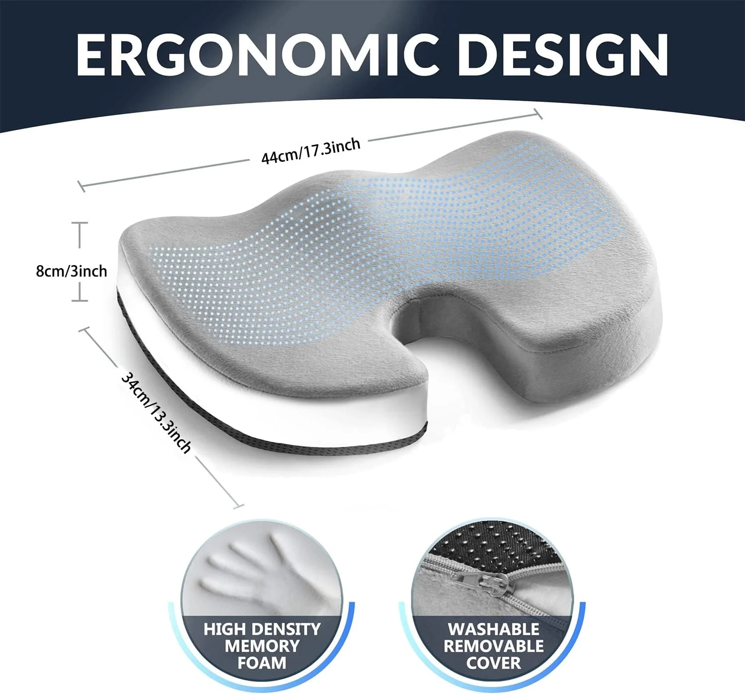 بالشتک صندلی ژله ای Arabest، بالشتک صندلی فوم حافظه دار راحت با ژل خنک کننده برای تسکین درد دنبالچه، صندلی اداری برای ماشین، ویلچر، هواپیما (خاکستری) بالشتک صندلی ژله ای Arabest، بالشتک صندلی فوم حافظه دار راحت با ژل خنک کننده برای تسکین درد دنبالچه، صندلی اداری برای ماشین، ویلچر، هواپیما (خاکستری)