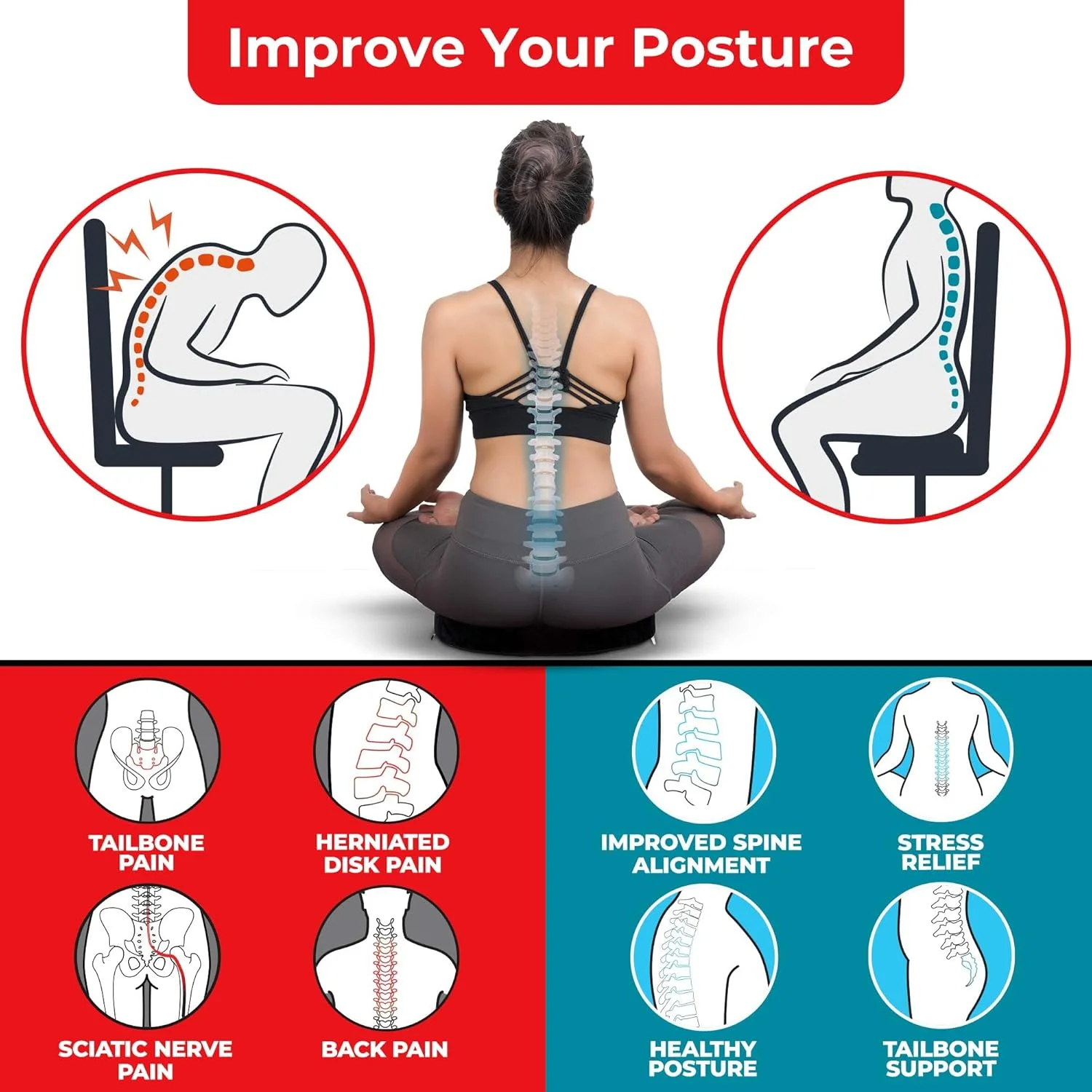 بالشتک دوناتی Arabest برای درد دنبالچه، بالشتک صندلی دوناتی فوم حافظه دار برای تسکین درد هموروئید، بارداری، دنبالچه، سیاتیک، جراحی، بالشتک صندلی برای صندلی اداری