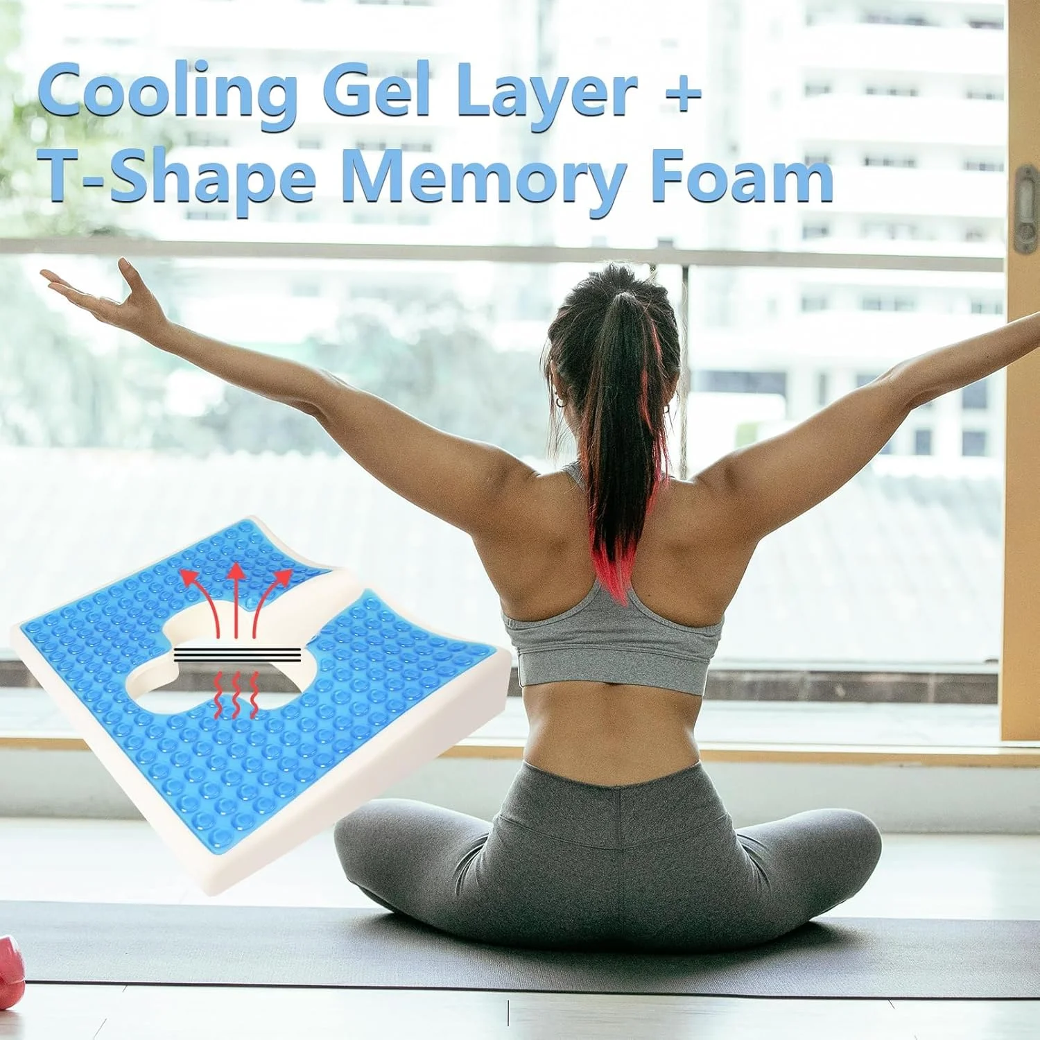 بالشتک ضد زخم بستر، فوم حافظه دار و بالشتک ژله ای صندلی با دهانه T شکل، طراحی شیب مثلثی برای تسکین درد دنبالچه و سیاتیک، ضد لغزش، برای استفاده در ویلچر، دفتر و منزل بالشتک ضد زخم بستر، فوم حافظه دار و بالشتک ژله ای صندلی با دهانه T شکل، طراحی شیب مثلثی برای تسکین درد دنبالچه و سیاتیک، ضد لغزش، برای استفاده در ویلچر، دفتر و منزل