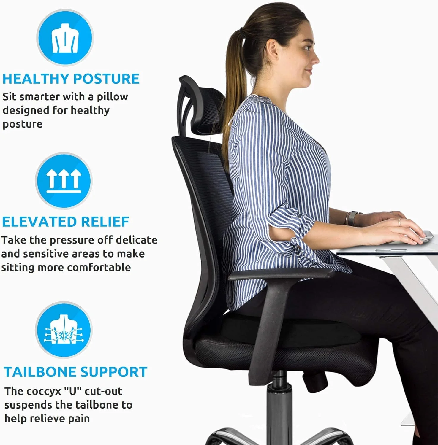 بالشتک دوناتی Arabest برای درد دنبالچه، بالشتک صندلی دوناتی فوم حافظه دار برای تسکین درد هموروئید، بارداری، دنبالچه، سیاتیک، جراحی، بالشتک صندلی برای صندلی اداری