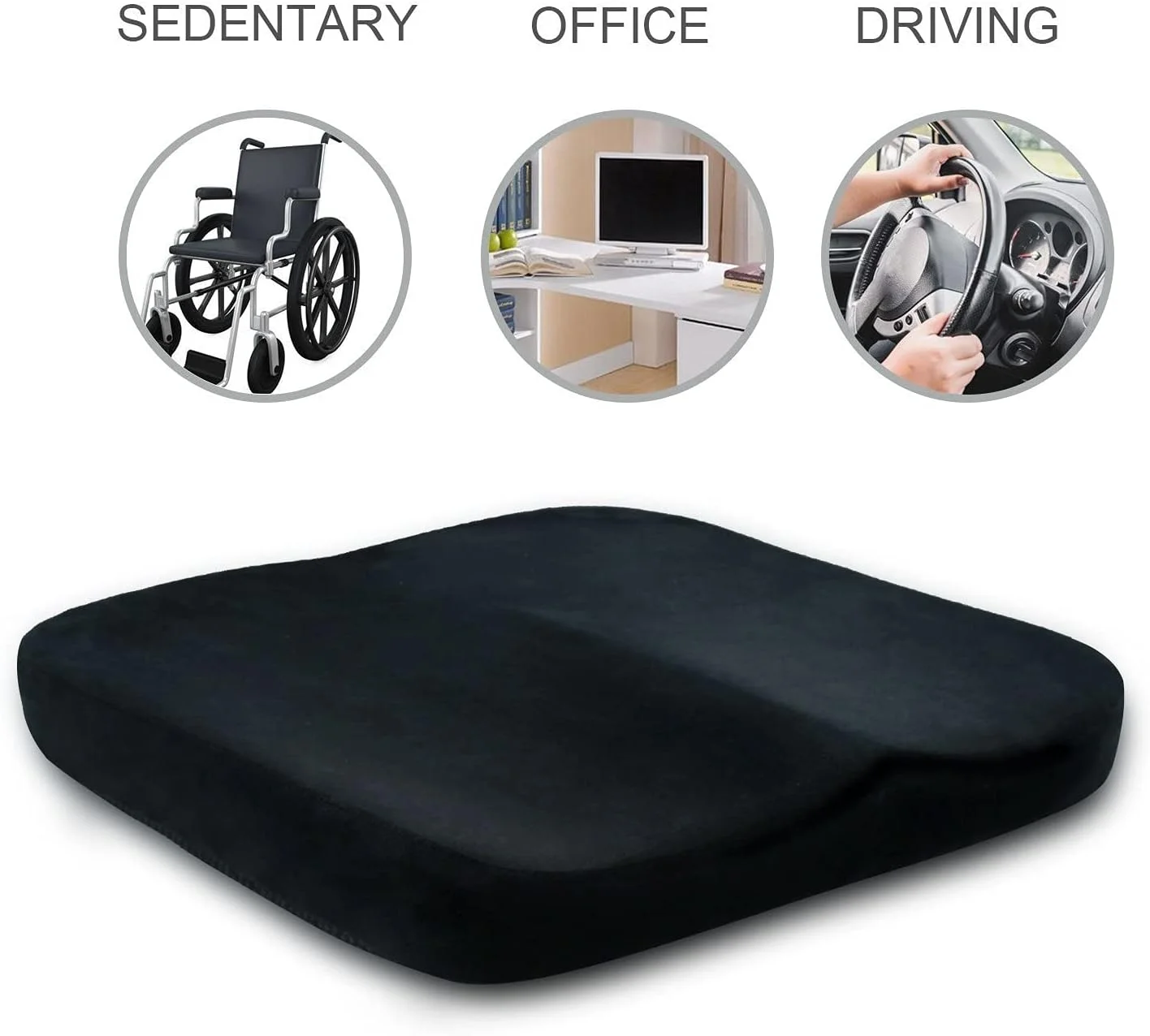 بالشتک صندلی فوم حافظه دار AYF، بالشتک نرم صندلی اداری با دسته حمل، روکش قابل شستشو، بالشتک دنبالچه راحت برای پد صندلی صندلی اداری خانگی، صندلی ماشین، ویلچر - مشکی بالشتک صندلی فوم حافظه دار AYF، بالشتک نرم صندلی اداری با دسته حمل، روکش قابل شستشو، بالشتک دنبالچه راحت برای پد صندلی صندلی اداری خانگی، صندلی ماشین، ویلچر - مشکی