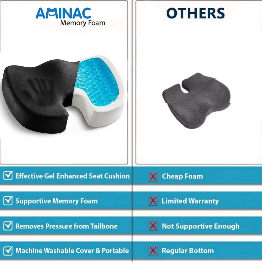 بالشتک صندلی اداری آمیناک، بالشتک فوم حافظه دار تقویت شده با ژل خنک کننده برای نشستن طولانی مدت - برای تسکین درد کمر، حمایت از دنبالچه، سیاتیک، وضعیت بدنی سالم، صندلی اداری، صندلی ماشین و موارد دیگر بالشتک صندلی اداری آمیناک، بالشتک فوم حافظه دار تقویت شده با ژل خنک کننده برای نشستن طولانی مدت - برای تسکین درد کمر، حمایت از دنبالچه، سیاتیک، وضعیت بدنی سالم، صندلی اداری، صندلی ماشین و موارد دیگر