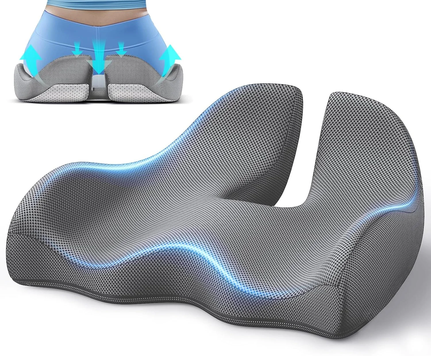 بالشتک صندلی مموری فوم بزرگ Benazcap برای صندلی اداری، بالشتک ارگونومیک برای تسکین فشار، سیاتیک و تسکین درد، فوم حافظه دار برای نشستن طولانی مدت برای صندلی گیمینگ و صندلی ماشین - خاکستری بالشتک صندلی مموری فوم بزرگ Benazcap برای صندلی اداری، بالشتک ارگونومیک برای تسکین فشار، سیاتیک و تسکین درد، فوم حافظه دار برای نشستن طولانی مدت برای صندلی گیمینگ و صندلی ماشین - خاکستری