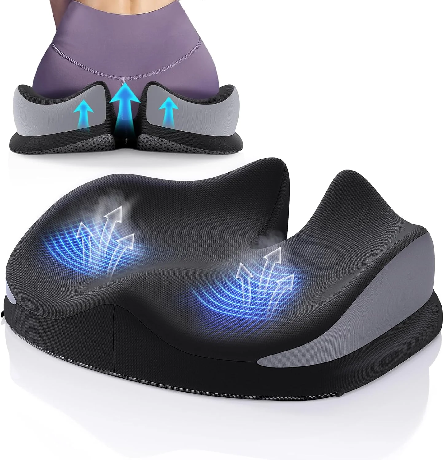 بالشتک صندلی بزرگ Benazcap فوم حافظه دار برای صندلی اداری، تسکین درد دنبالچه و استخوان خاجی، بالشتک پشتیبانی کمر، پد صندلی ضد لغزش برای میز اداری، صندلی ماشین، ویلچر، سیاتیک بالشتک صندلی بزرگ Benazcap فوم حافظه دار برای صندلی اداری، تسکین درد دنبالچه و استخوان خاجی، بالشتک پشتیبانی کمر، پد صندلی ضد لغزش برای میز اداری، صندلی ماشین، ویلچر، سیاتیک