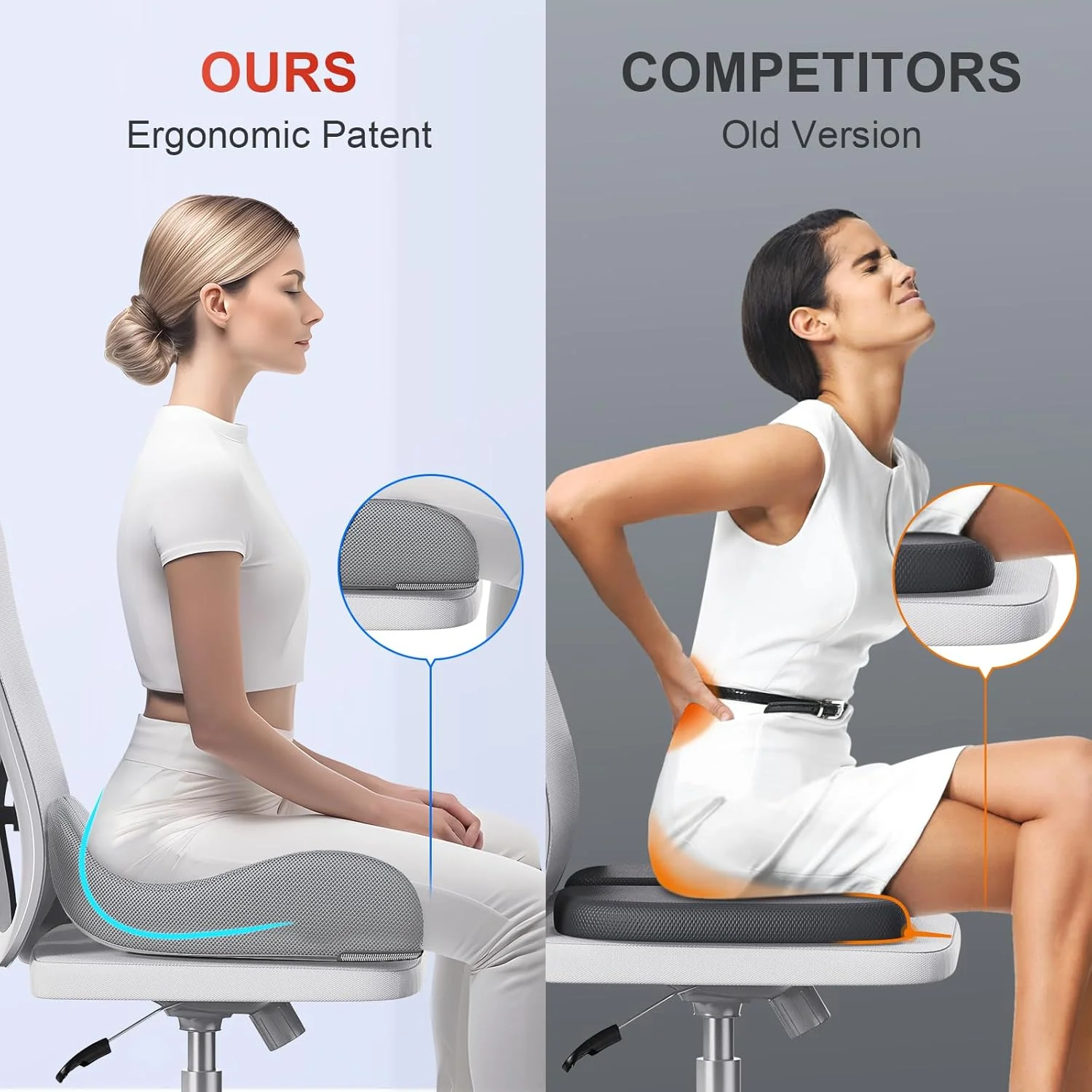 بالشتک صندلی مموری فوم بزرگ Benazcap برای صندلی اداری، بالشتک ارگونومیک برای تسکین فشار، سیاتیک و تسکین درد، فوم حافظه دار برای نشستن طولانی مدت برای صندلی گیمینگ و صندلی ماشین - خاکستری بالشتک صندلی مموری فوم بزرگ Benazcap برای صندلی اداری، بالشتک ارگونومیک برای تسکین فشار، سیاتیک و تسکین درد، فوم حافظه دار برای نشستن طولانی مدت برای صندلی گیمینگ و صندلی ماشین - خاکستری