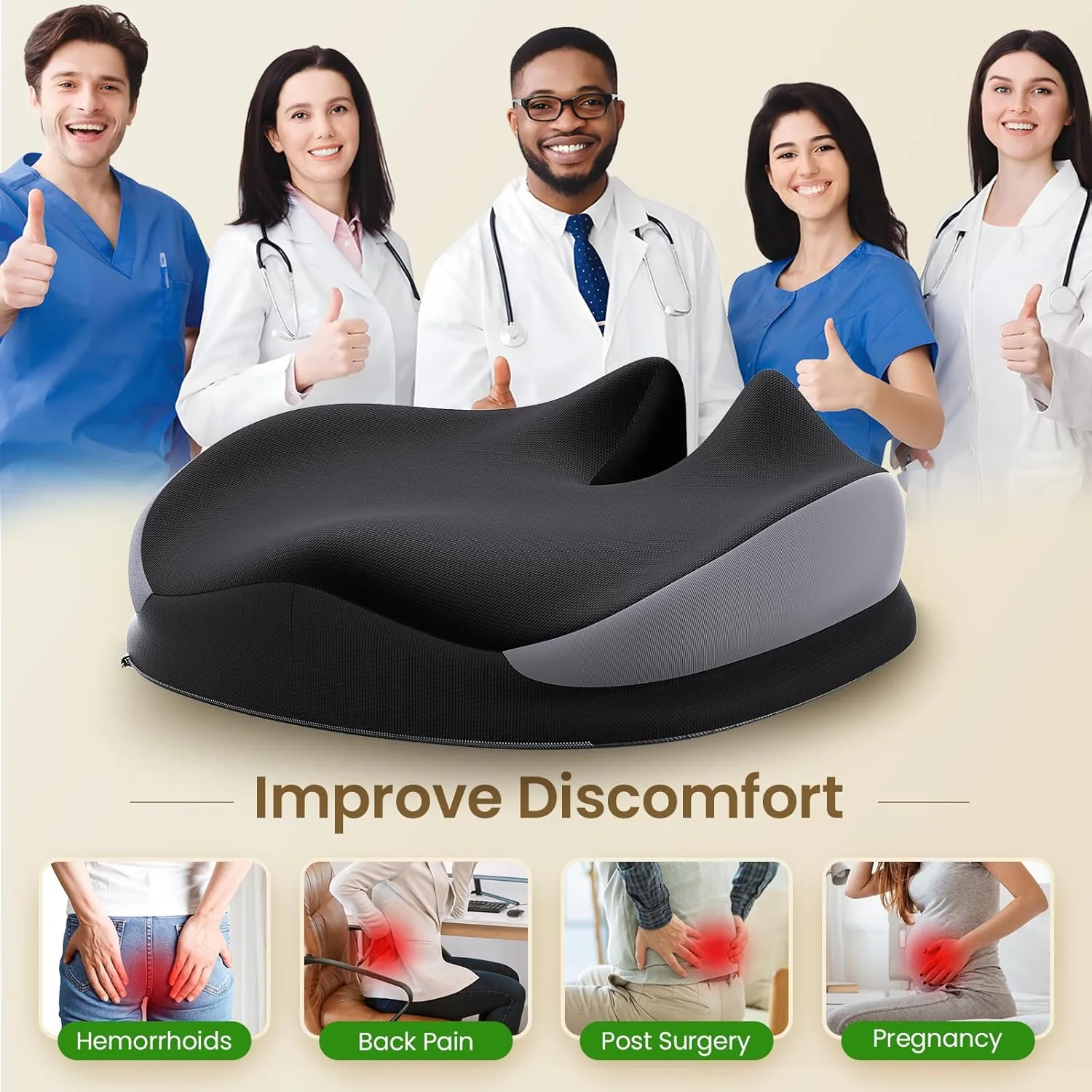 بالشتک صندلی بزرگ Benazcap فوم حافظه دار برای صندلی اداری، تسکین درد دنبالچه و استخوان خاجی، بالشتک پشتیبانی کمر، پد صندلی ضد لغزش برای میز اداری، صندلی ماشین، ویلچر، سیاتیک بالشتک صندلی بزرگ Benazcap فوم حافظه دار برای صندلی اداری، تسکین درد دنبالچه و استخوان خاجی، بالشتک پشتیبانی کمر، پد صندلی ضد لغزش برای میز اداری، صندلی ماشین، ویلچر، سیاتیک