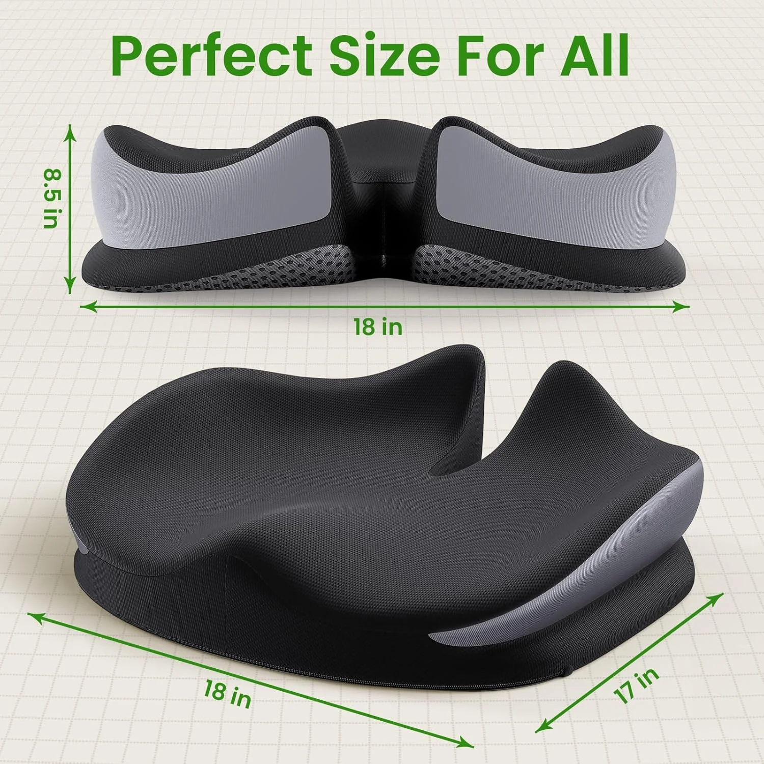 بالشتک صندلی بزرگ Benazcap فوم حافظه دار برای صندلی اداری، تسکین درد دنبالچه و استخوان خاجی، بالشتک پشتیبانی کمر، پد صندلی ضد لغزش برای میز اداری، صندلی ماشین، ویلچر، سیاتیک بالشتک صندلی بزرگ Benazcap فوم حافظه دار برای صندلی اداری، تسکین درد دنبالچه و استخوان خاجی، بالشتک پشتیبانی کمر، پد صندلی ضد لغزش برای میز اداری، صندلی ماشین، ویلچر، سیاتیک