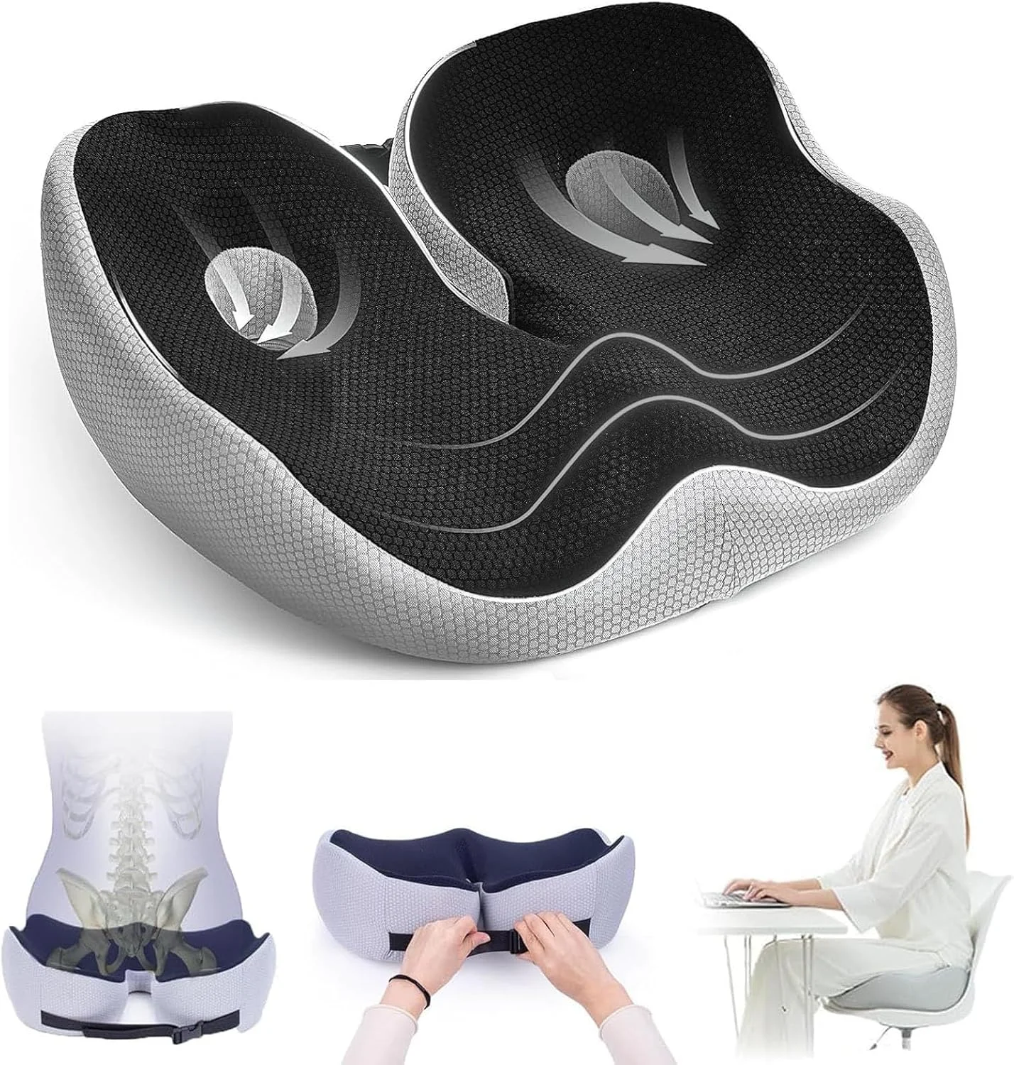 بالشتک دنبالچه BIGTHREE، بالشتک صندلی فوم حافظهدار قابل تنظیم برای تسکین درد استخوان نشیمنگاه، بالشتک ارگونومیک صندلی برای نشستن طولانی مدت برای صندلی اداری، ویلچر، صندلی ماشین بالشتک دنبالچه BIGTHREE، بالشتک صندلی فوم حافظهدار قابل تنظیم برای تسکین درد استخوان نشیمنگاه، بالشتک ارگونومیک صندلی برای نشستن طولانی مدت برای صندلی اداری، ویلچر، صندلی ماشین