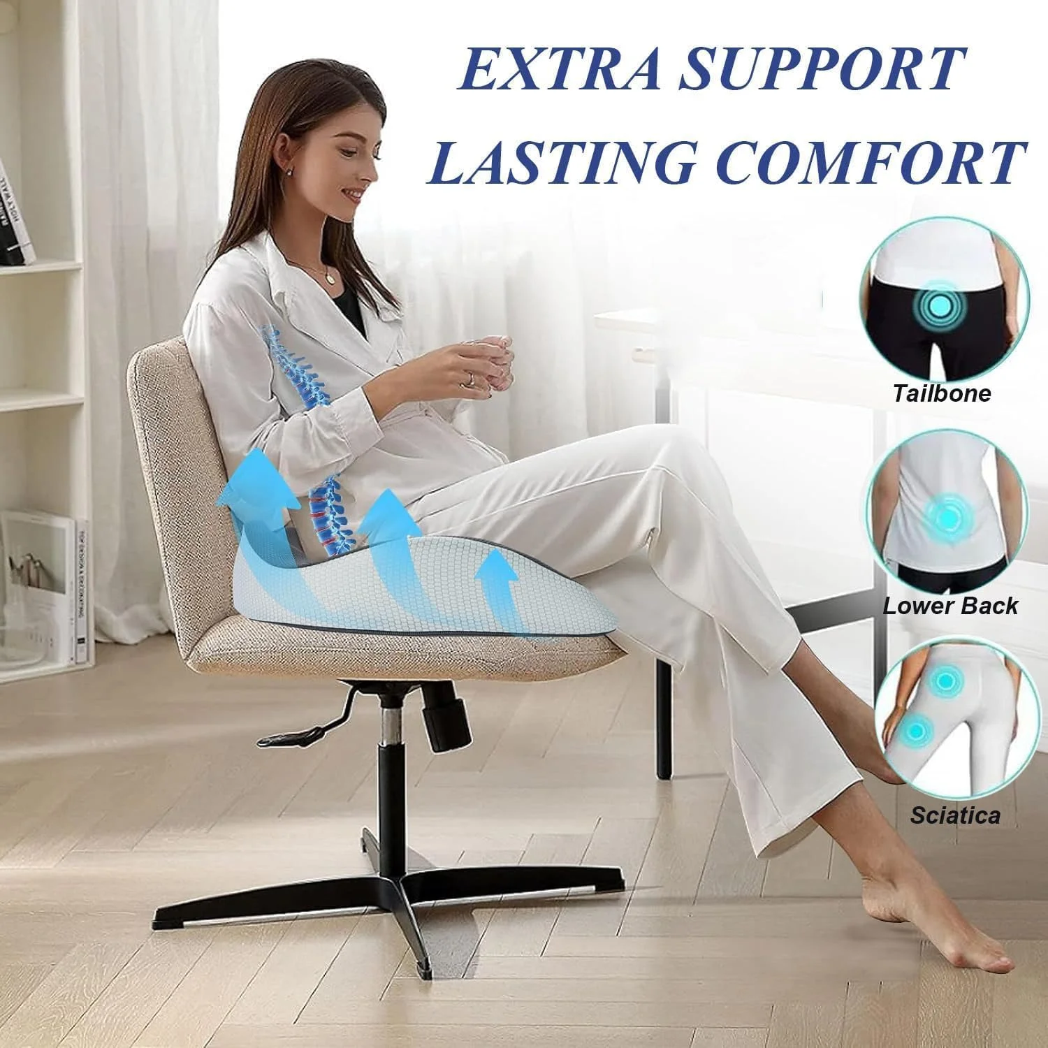 بالشتک دنبالچه BIGTHREE، بالشتک صندلی فوم حافظهدار قابل تنظیم برای تسکین درد استخوان نشیمنگاه، بالشتک ارگونومیک صندلی برای نشستن طولانی مدت برای صندلی اداری، ویلچر، صندلی ماشین بالشتک دنبالچه BIGTHREE، بالشتک صندلی فوم حافظهدار قابل تنظیم برای تسکین درد استخوان نشیمنگاه، بالشتک ارگونومیک صندلی برای نشستن طولانی مدت برای صندلی اداری، ویلچر، صندلی ماشین