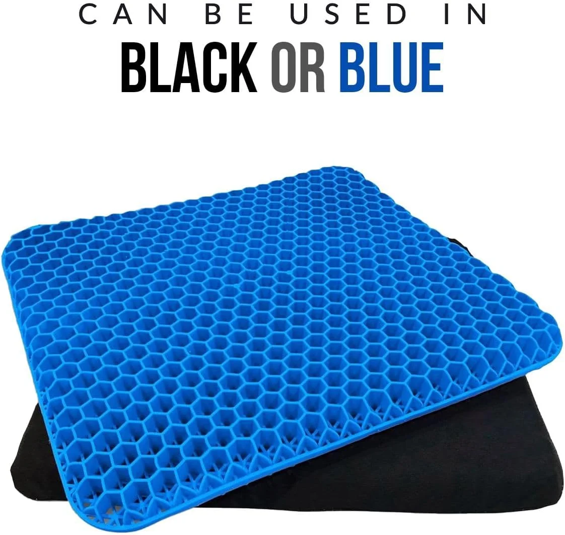 بالشتک صندلی ژله ای طبی دو طرفه با طراحی لانه زنبوری، تنفس پذیر، بادوام و قابل حمل برای صندلی، ماشین | پد کمک به تسکین درد کمر، ستون فقرات و باسن (آبی)