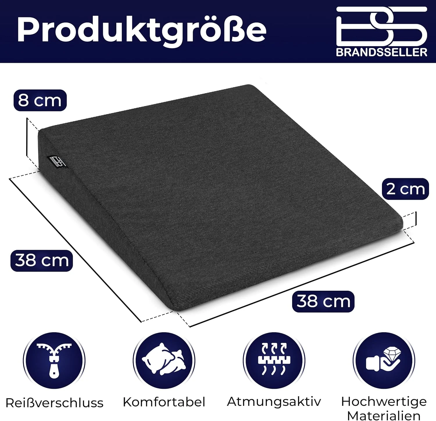 بالشتک گوه ای صندلی برندسلر، بالشتک صندلی خودرو، بالشتک صندلی اداری - 38 سانتی متر در 38 در 8/2 سانتی متر - مشکی بالشتک گوه ای صندلی برندسلر، بالشتک صندلی خودرو، بالشتک صندلی اداری - 38 سانتی متر در 38 در 8/2 سانتی متر - مشکی