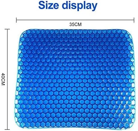 بالشتک صندلی ژله ای طبی دو طرفه با طراحی لانه زنبوری، تنفس پذیر، بادوام و قابل حمل برای صندلی، ماشین | پد کمک به تسکین درد کمر، ستون فقرات و باسن (آبی)