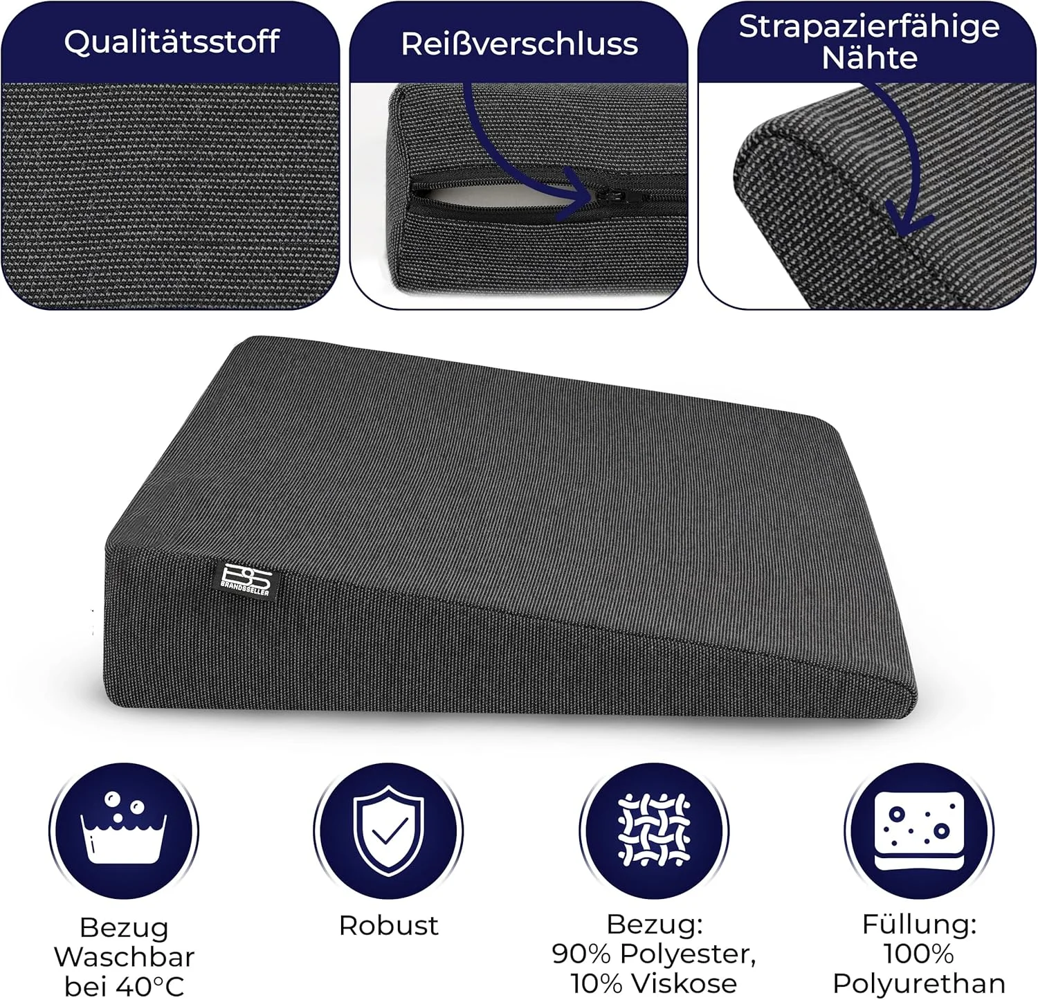 بالشتک گوه ای صندلی برندسلر، بالشتک صندلی خودرو، بالشتک صندلی اداری - 38 سانتی متر در 38 در 8/2 سانتی متر - مشکی بالشتک گوه ای صندلی برندسلر، بالشتک صندلی خودرو، بالشتک صندلی اداری - 38 سانتی متر در 38 در 8/2 سانتی متر - مشکی