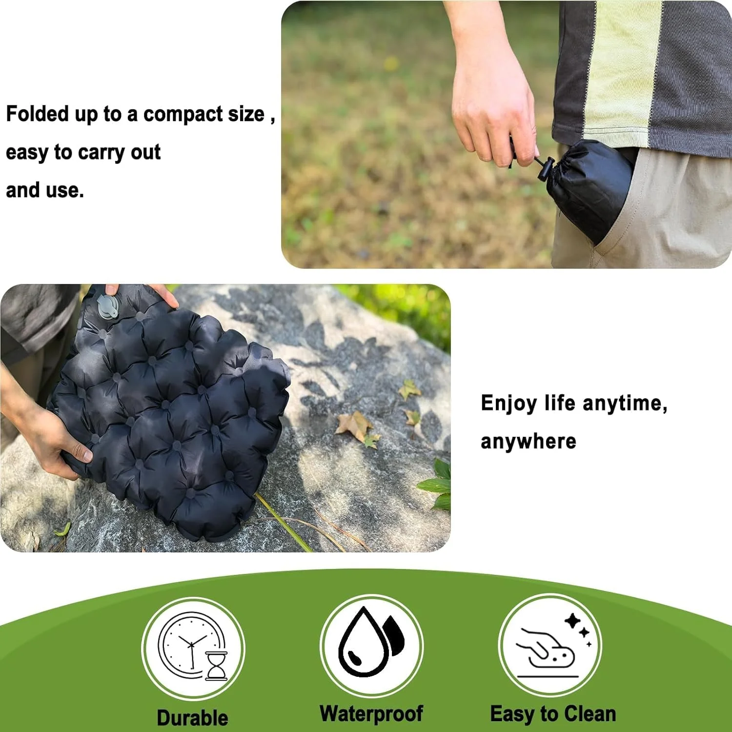 بالشتک صندلی مسافرتی قابل حمل Bukela، پد صندلی تاشو، بالشتک بادی با طراحی سبک وزن، پد صندلی راحت استادیومی برای کمپینگ، پیاده روی، دفتر و پروازهای طولانی بالشتک صندلی مسافرتی قابل حمل Bukela، پد صندلی تاشو، بالشتک بادی با طراحی سبک وزن، پد صندلی راحت استادیومی برای کمپینگ، پیاده روی، دفتر و پروازهای طولانی