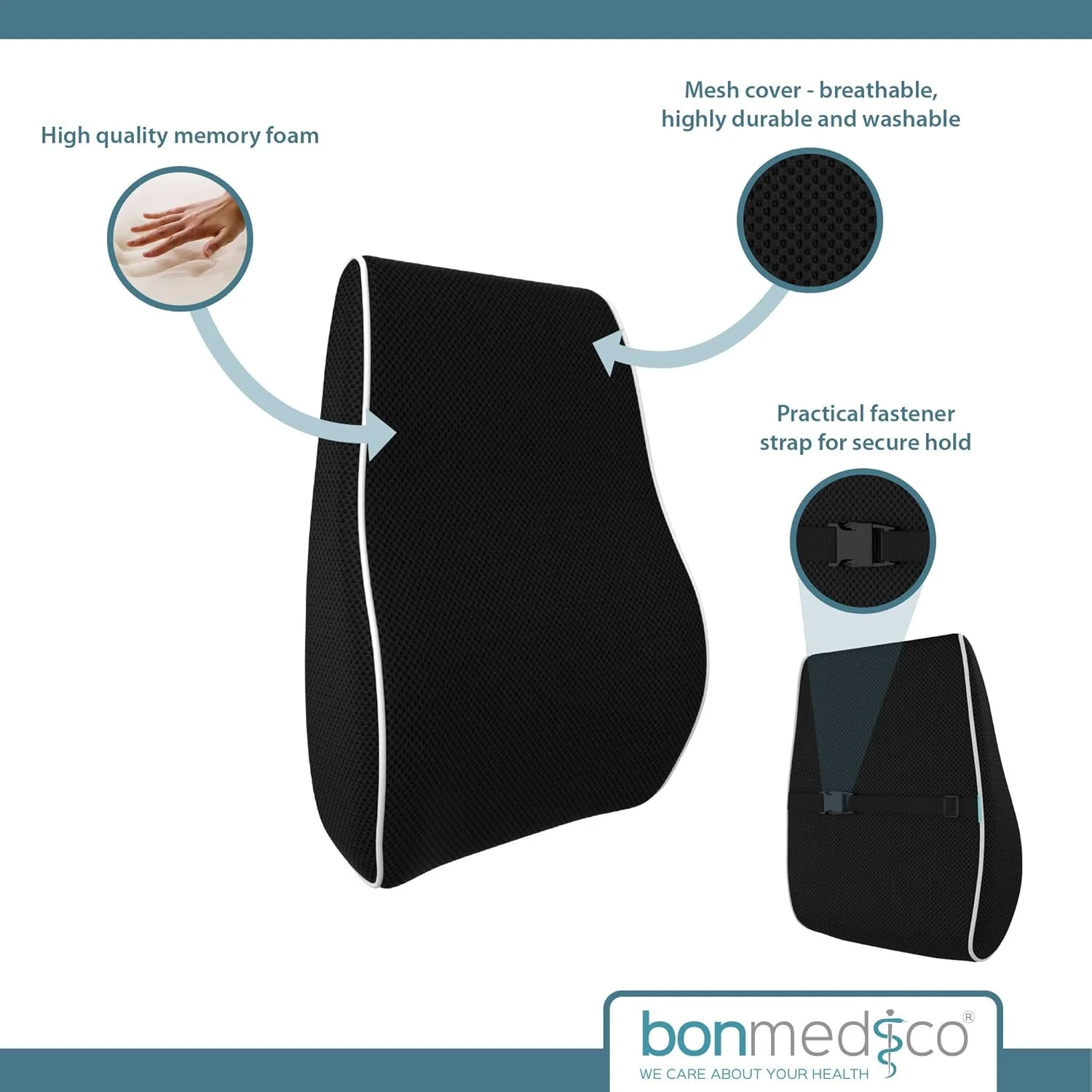 بالشتک طبی کمری bonmedico - کوسن پشتی با فوم حافظهدار، بالشتک اصلاح کننده وضعیت بدن برای پشتیبانی از کمر و تسکین درد کمر، پشتیبانی کمری ارگونومیک برای صندلی ماشین، صندلی اداری، مشکی، استاندارد بالشتک طبی کمری bonmedico - کوسن پشتی با فوم حافظهدار، بالشتک اصلاح کننده وضعیت بدن برای پشتیبانی از کمر و تسکین درد کمر، پشتیبانی کمری ارگونومیک برای صندلی ماشین، صندلی اداری، مشکی، استاندارد