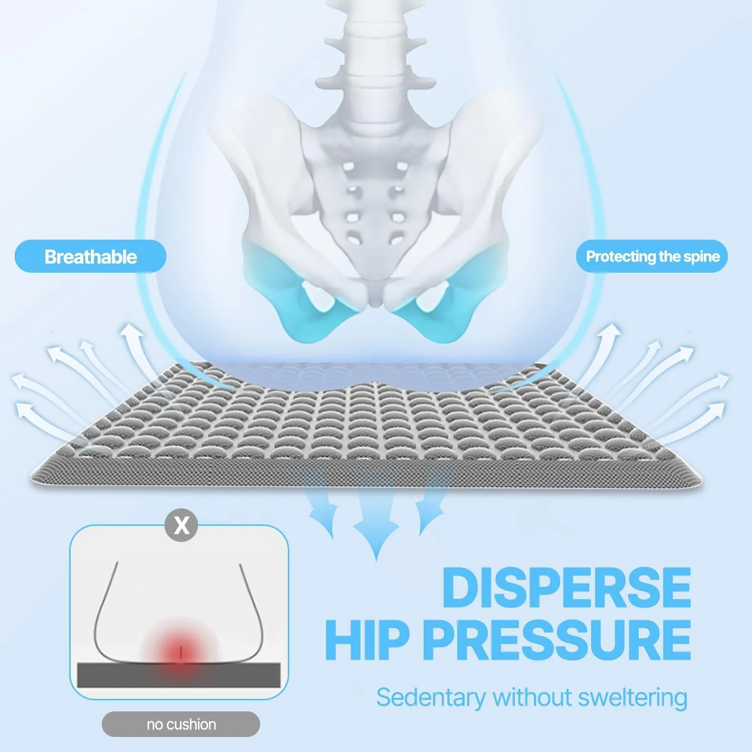 بالشتک صندلی ژلهای لانه زنبوری تنفسی - سبک و خنک کننده برای تابستان، تسکین درد دنبالچه برای صندلی اداری، ماشین، خانه و ویلچر (طراحی ارگونومیک نازک، کاهش فشار) بالشتک صندلی ژلهای لانه زنبوری تنفسی - سبک و خنک کننده برای تابستان، تسکین درد دنبالچه برای صندلی اداری، ماشین، خانه و ویلچر (طراحی ارگونومیک نازک، کاهش فشار)