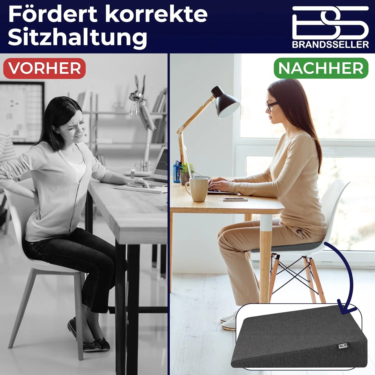 بالشتک گوه ای صندلی برندسلر، بالشتک صندلی خودرو، بالشتک صندلی اداری - 38 سانتی متر در 38 در 8/2 سانتی متر - مشکی بالشتک گوه ای صندلی برندسلر، بالشتک صندلی خودرو، بالشتک صندلی اداری - 38 سانتی متر در 38 در 8/2 سانتی متر - مشکی