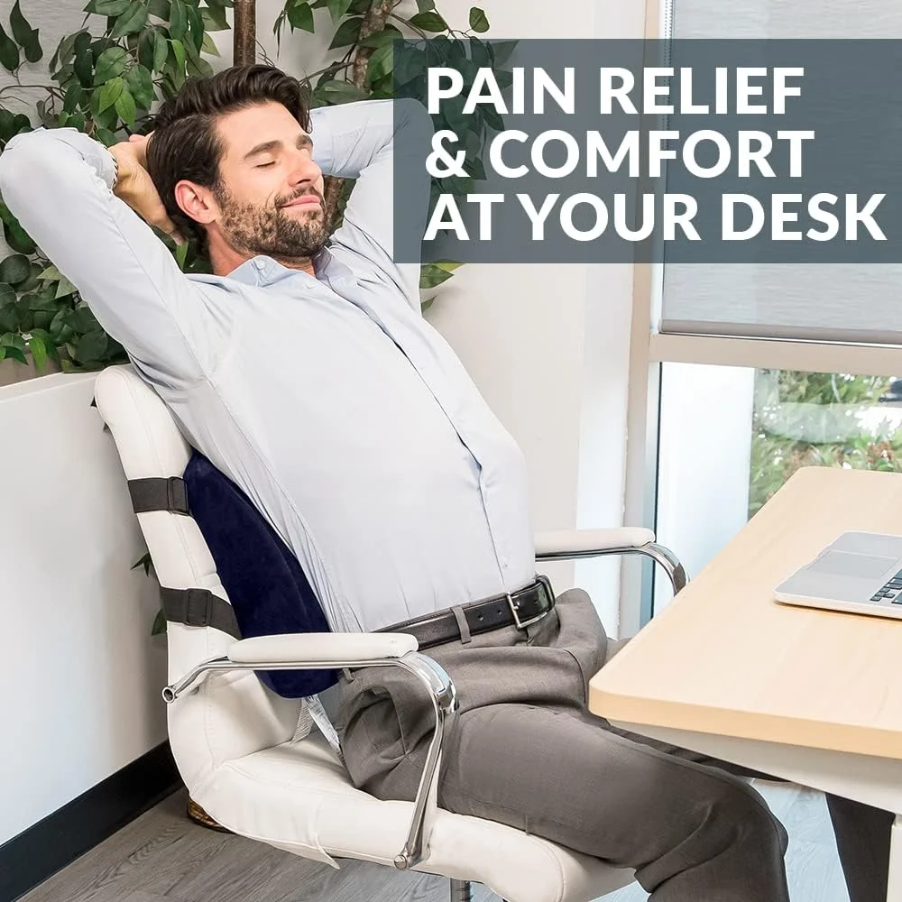 بالشتک پشتی کمری ComfiLife برای صندلی اداری و صندلی خودرو - فوم حافظهدار با بند قابل تنظیم و توری سه بعدی تنفسی (سرمهای) بالشتک پشتی کمری ComfiLife برای صندلی اداری و صندلی خودرو - فوم حافظهدار با بند قابل تنظیم و توری سه بعدی تنفسی (سرمهای)