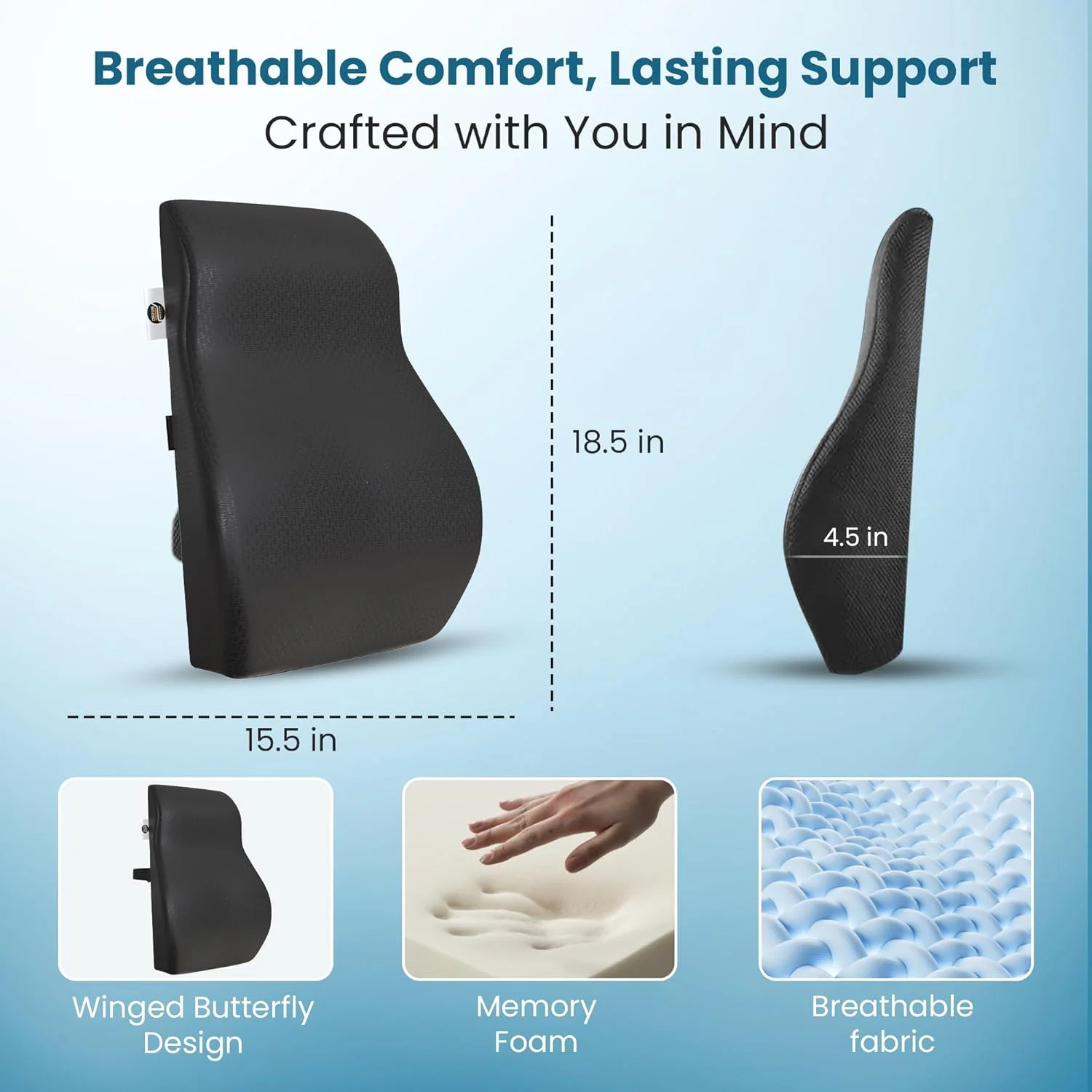 پشتی صندلی اداری، پشتی مموری فوم برای صندلی اداری، پشتی صندلی برای تسکین درد کمر، برای صندلی اداری/خانگی و صندلی ماشین، روکش قابل جابجایی (مشکی توری، بزرگ) پشتی صندلی اداری، پشتی مموری فوم برای صندلی اداری، پشتی صندلی برای تسکین درد کمر، برای صندلی اداری/خانگی و صندلی ماشین، روکش قابل جابجایی (مشکی توری، بزرگ)