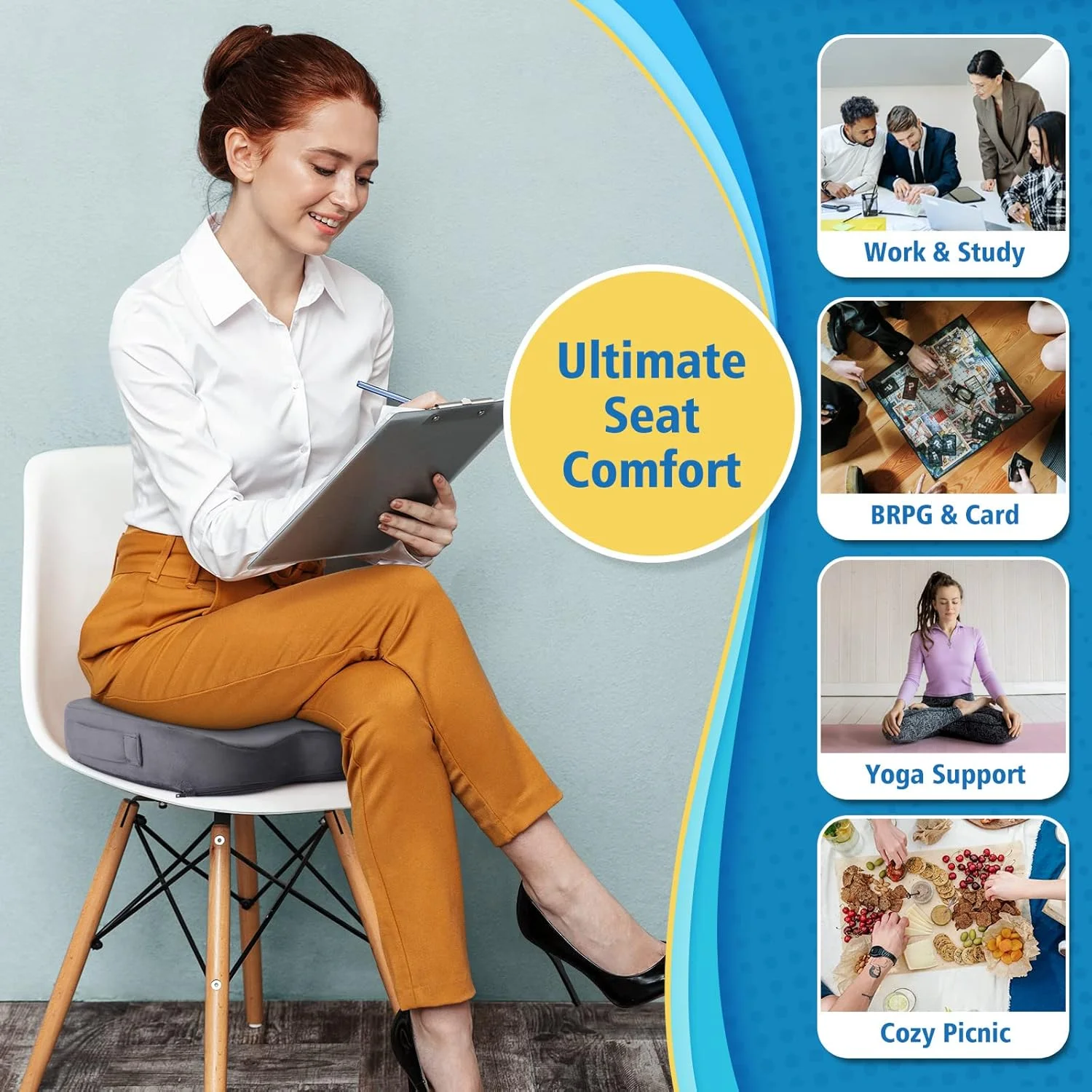 بالشتک صندلی ژلی CloudBliss - تقویت شده با ژل خنک کننده، فوم حافظه دار، بالشتک صندلی ارگونومیک برای نشستن طولانی مدت - تسکین درد کمر، سیاتیک، دنبالچه، استخوان دنباله برای دفتر، بازی، ماشین، هواپیما (بزرگ، خاکستری) بالشتک صندلی ژلی CloudBliss - تقویت شده با ژل خنک کننده، فوم حافظه دار، بالشتک صندلی ارگونومیک برای نشستن طولانی مدت - تسکین درد کمر، سیاتیک، دنبالچه، استخوان دنباله برای دفتر، بازی، ماشین، هواپیما (بزرگ، خاکستری)