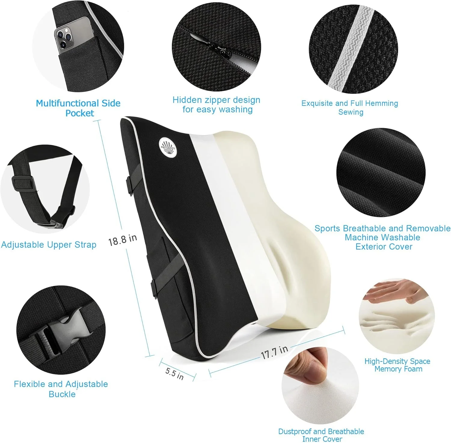 بالشتک پشتی طبی، پشتیبانی مموری فوم برای صندلی اداری، صندلی کامپیوتر، صندلی ماشین، صندلی تکیه گاه دار و مبل با روکش توری سه بعدی قابل تنفس، طراحی ارگونومیک تکیه گاه ارتوپدی برای تسکین درد کمر بالشتک پشتی طبی، پشتیبانی مموری فوم برای صندلی اداری، صندلی کامپیوتر، صندلی ماشین، صندلی تکیه گاه دار و مبل با روکش توری سه بعدی قابل تنفس، طراحی ارگونومیک تکیه گاه ارتوپدی برای تسکین درد کمر