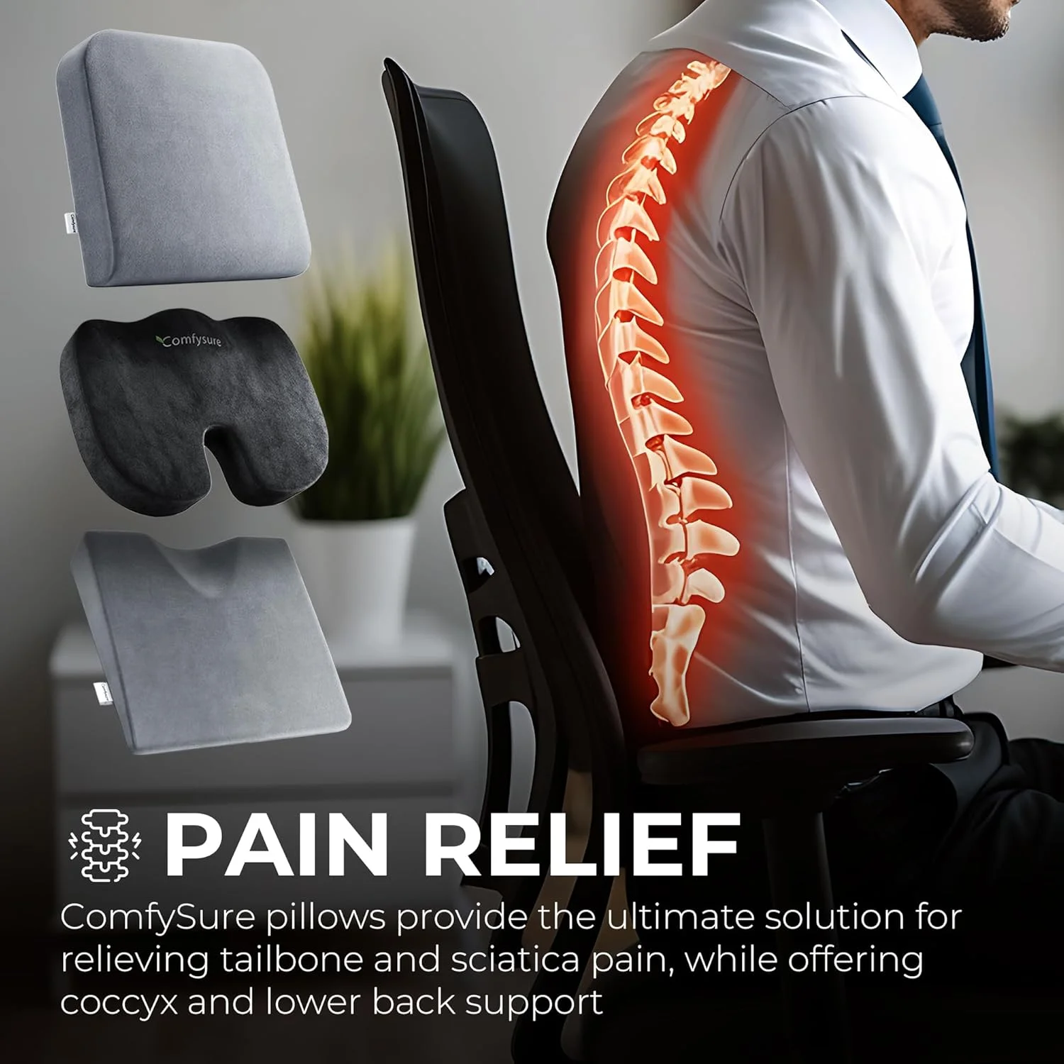 بالشتک صندلی گوه ای و بالشتک صندلی اداری - بالشتک فوم حافظه دار برای تسکین درد دنبالچه برای رانندگی، صندلی اداری، صندلی گیمینگ - پشتیبانی ارتوپدی برای کمر، دنبالچه، استخوان دنبالچه، باسن بالشتک صندلی گوه ای و بالشتک صندلی اداری - بالشتک فوم حافظه دار برای تسکین درد دنبالچه برای رانندگی، صندلی اداری، صندلی گیمینگ - پشتیبانی ارتوپدی برای کمر، دنبالچه، استخوان دنبالچه، باسن