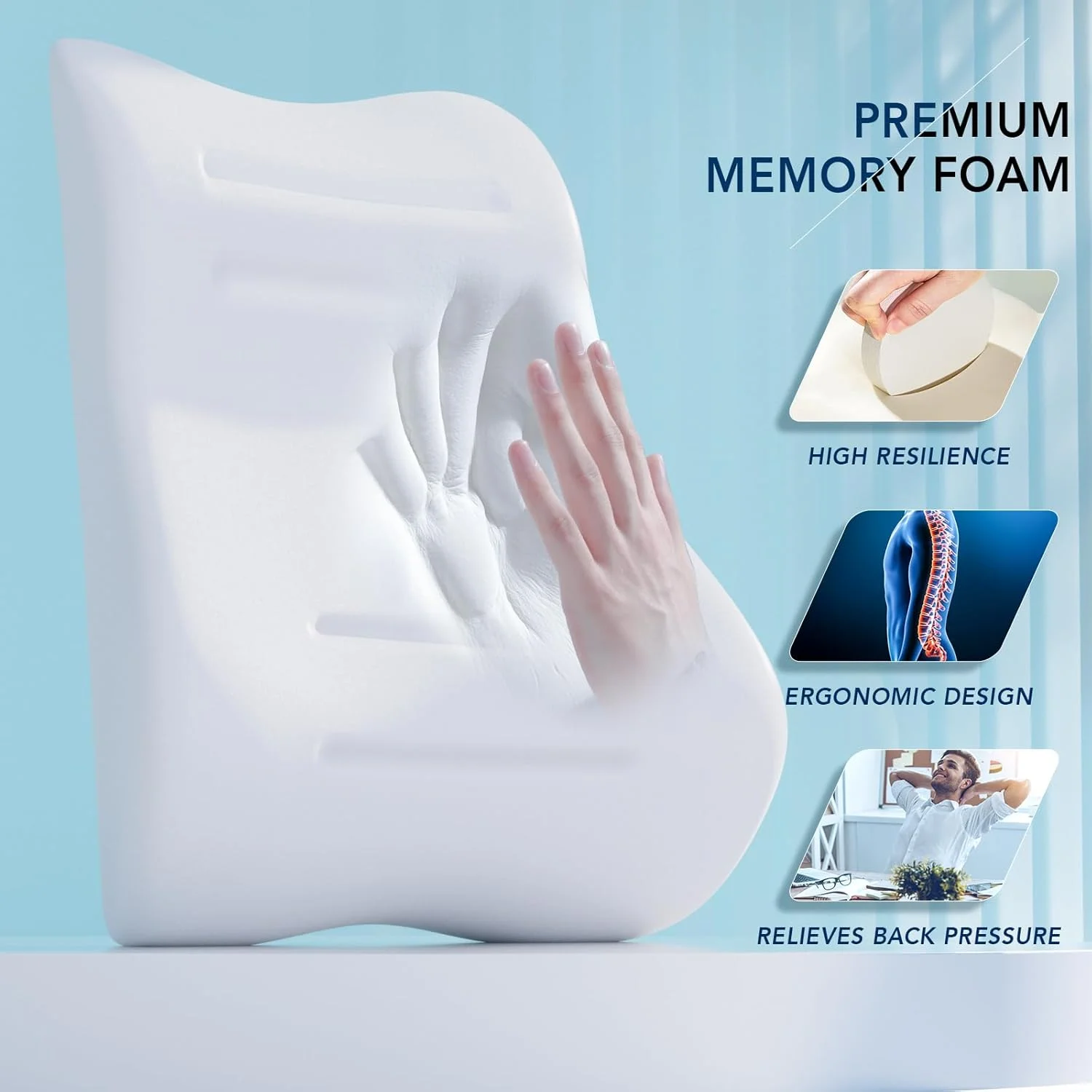 بالشتک پشتی کمری CompuClever برای صندلی اداری، فوم حافظهدار با روکش توری سه بعدی جدید برای تسکین درد کمر، ایده آل برای صندلی کامپیوتر/میز، صندلی ماشین، صندلی گیمینگ، صندلی تکیه گاه دار بالشتک پشتی کمری CompuClever برای صندلی اداری، فوم حافظهدار با روکش توری سه بعدی جدید برای تسکین درد کمر، ایده آل برای صندلی کامپیوتر/میز، صندلی ماشین، صندلی گیمینگ، صندلی تکیه گاه دار