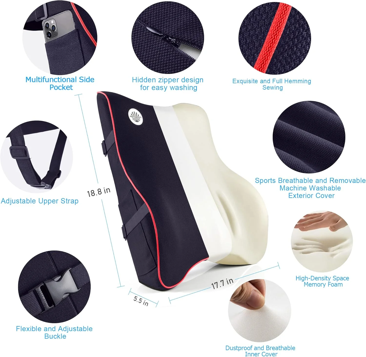 بالشتک پشتی طبی، پشتیبانی مموری فوم برای صندلی اداری، صندلی کامپیوتر، صندلی ماشین، صندلی راحتی و مبل با روکش توری سه بعدی قابل تنفس، طراحی ارگونومیک تکیه گاه ارتوپدی برای تسکین درد کمر بالشتک پشتی طبی، پشتیبانی مموری فوم برای صندلی اداری، صندلی کامپیوتر، صندلی ماشین، صندلی راحتی و مبل با روکش توری سه بعدی قابل تنفس، طراحی ارگونومیک تکیه گاه ارتوپدی برای تسکین درد کمر