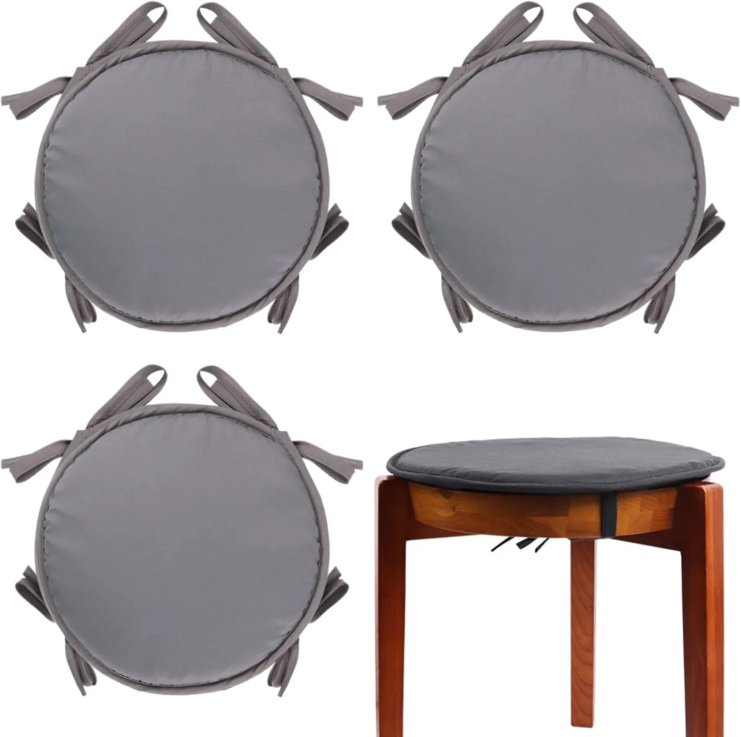 بالشتک صندلی گرد | 4 عدد بالشتک گرد صندلی با بند، پد صندلی دایره ای لوازم جانبی مبلمان پاسیو برای کافه آشپزخانه فضای داخلی فضای باز حیاط ایوان چمن بالشتک صندلی گرد | 4 عدد بالشتک گرد صندلی با بند، پد صندلی دایره ای لوازم جانبی مبلمان پاسیو برای کافه آشپزخانه فضای داخلی فضای باز حیاط ایوان چمن