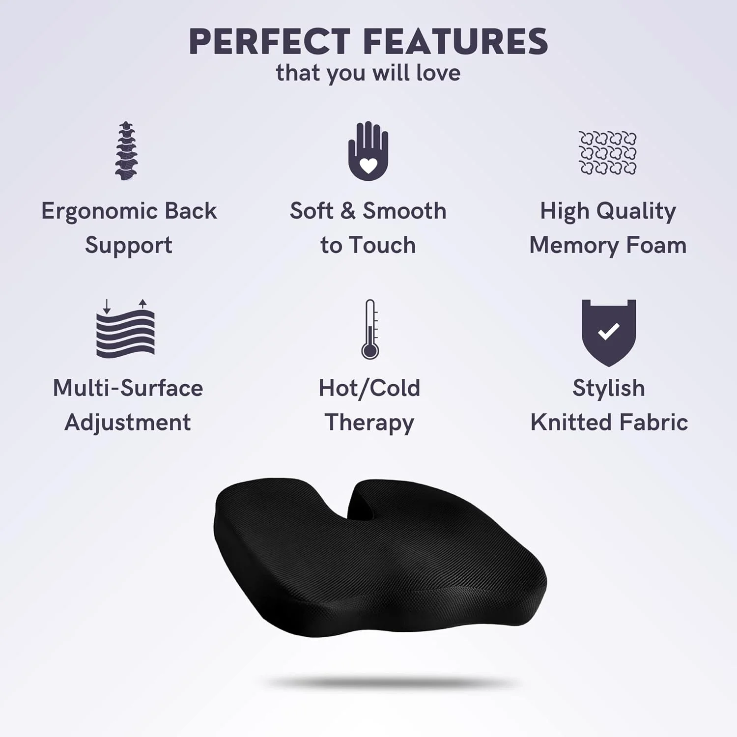 بالشتک صندلی فوم حافظه دار با ژل خنک کننده برای تسکین درد سیاتیک، دنبالچه، کمر و استخوان دنبالچه - پد صندلی ارتوپدی برای پشتیبانی در صندلی اداری، ماشین، ویلچر و هواپیما بالشتک صندلی فوم حافظه دار با ژل خنک کننده برای تسکین درد سیاتیک، دنبالچه، کمر و استخوان دنبالچه - پد صندلی ارتوپدی برای پشتیبانی در صندلی اداری، ماشین، ویلچر و هواپیما