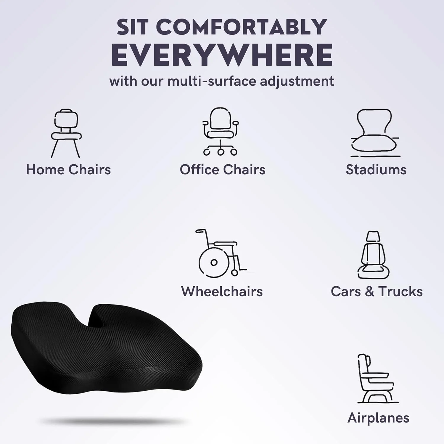 بالشتک صندلی فوم حافظه دار با ژل خنک کننده برای تسکین درد سیاتیک، دنبالچه، کمر و استخوان دنبالچه - پد صندلی ارتوپدی برای پشتیبانی در صندلی اداری، ماشین، ویلچر و هواپیما بالشتک صندلی فوم حافظه دار با ژل خنک کننده برای تسکین درد سیاتیک، دنبالچه، کمر و استخوان دنبالچه - پد صندلی ارتوپدی برای پشتیبانی در صندلی اداری، ماشین، ویلچر و هواپیما