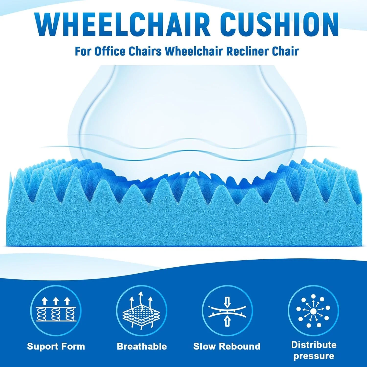 بالشتک صندلی فوم تخم مرغی، پشتیبانی از کمر برای صندلی اداری، صندلی تکیه گاه دار، ویلچر، استفاده در خانه و ماشین (آبی، 1 عدد) بالشتک صندلی فوم تخم مرغی، پشتیبانی از کمر برای صندلی اداری، صندلی تکیه گاه دار، ویلچر، استفاده در خانه و ماشین (آبی، 1 عدد)