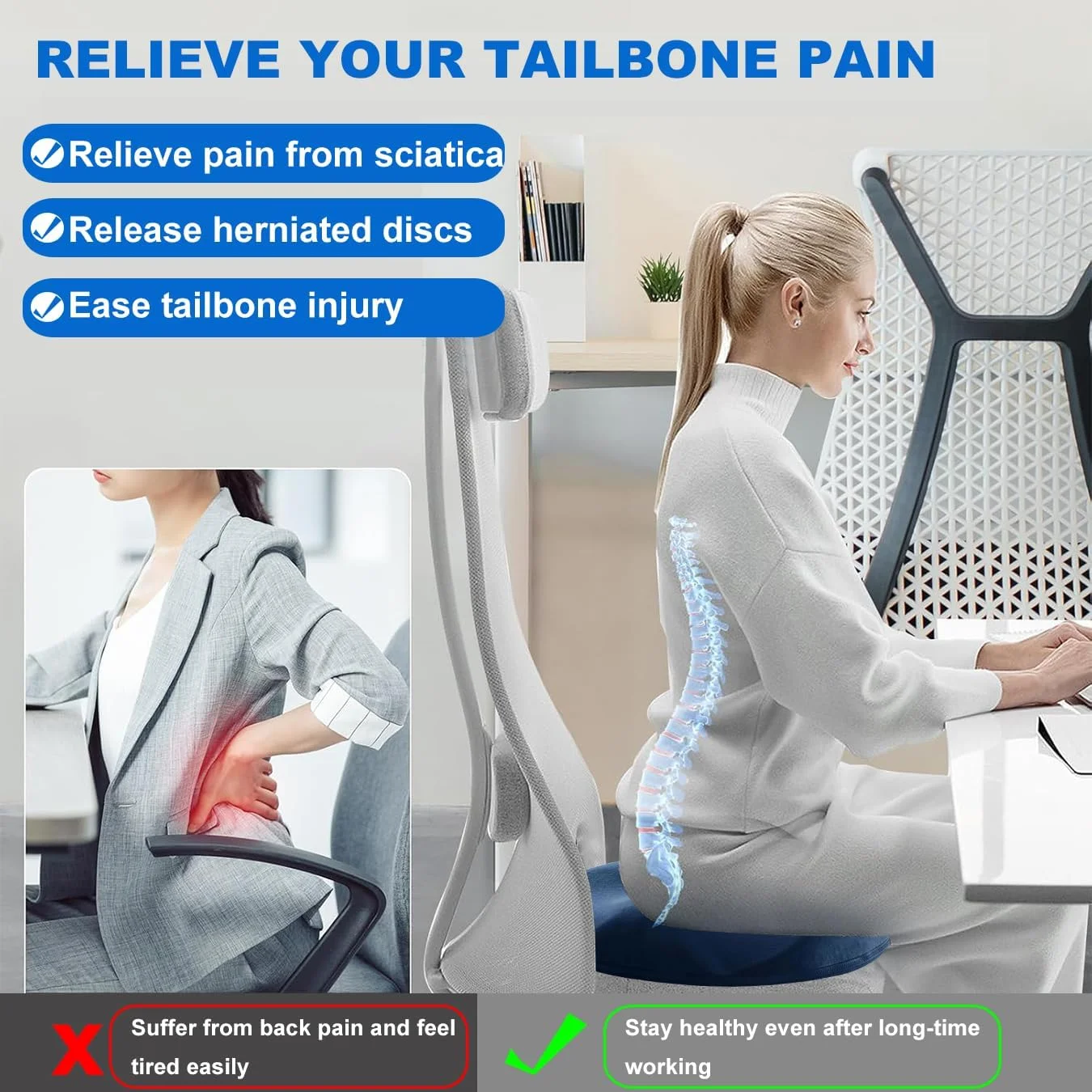 بالشتک صندلی فوم حافظه دار: ماساژور زیر نشیمنی، مناسب برای یوگا، بالشتک طبی دنبالچه، بالشتک راحتی استخوان دنبالچه، بالشتک زیر نشیمنی برای صندلی ماشین، خانه و محل کار (مخصوص آقایان) بالشتک صندلی فوم حافظه دار: ماساژور زیر نشیمنی، مناسب برای یوگا، بالشتک طبی دنبالچه، بالشتک راحتی استخوان دنبالچه، بالشتک زیر نشیمنی برای صندلی ماشین، خانه و محل کار (مخصوص آقایان)