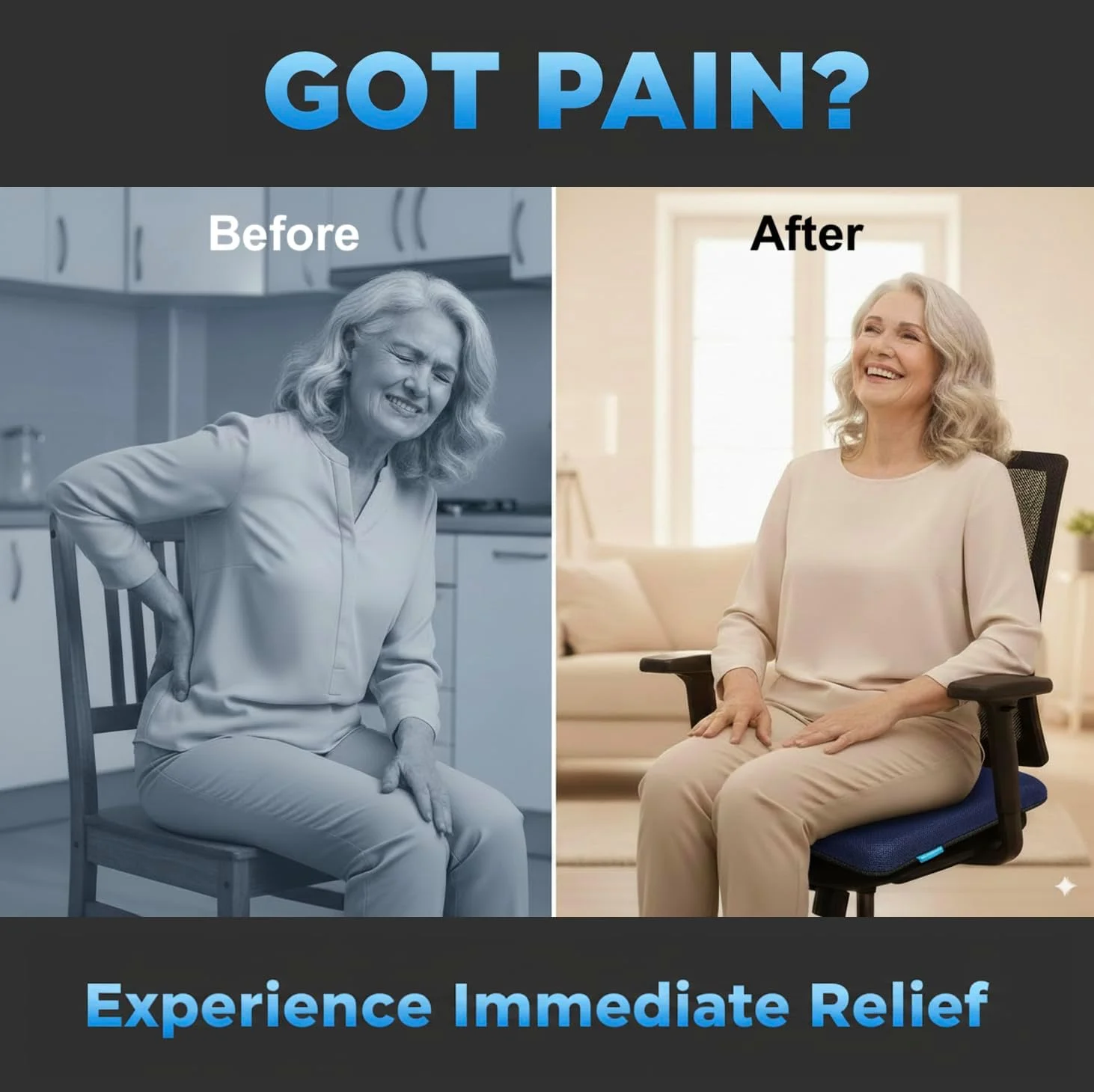 بالشتک ژله ای صندلی برای نشستن طولانی مدت - فوق العاده بزرگ و بسیار ضخیم (2 اینچ) - بالشتک صندلی اداری برای تسکین فشار، سیاتیک، درد لگن و کمر - صندلی ماشین، ویلچر، صندلی راننده کامیون - دارای بندهای ضد لغزش